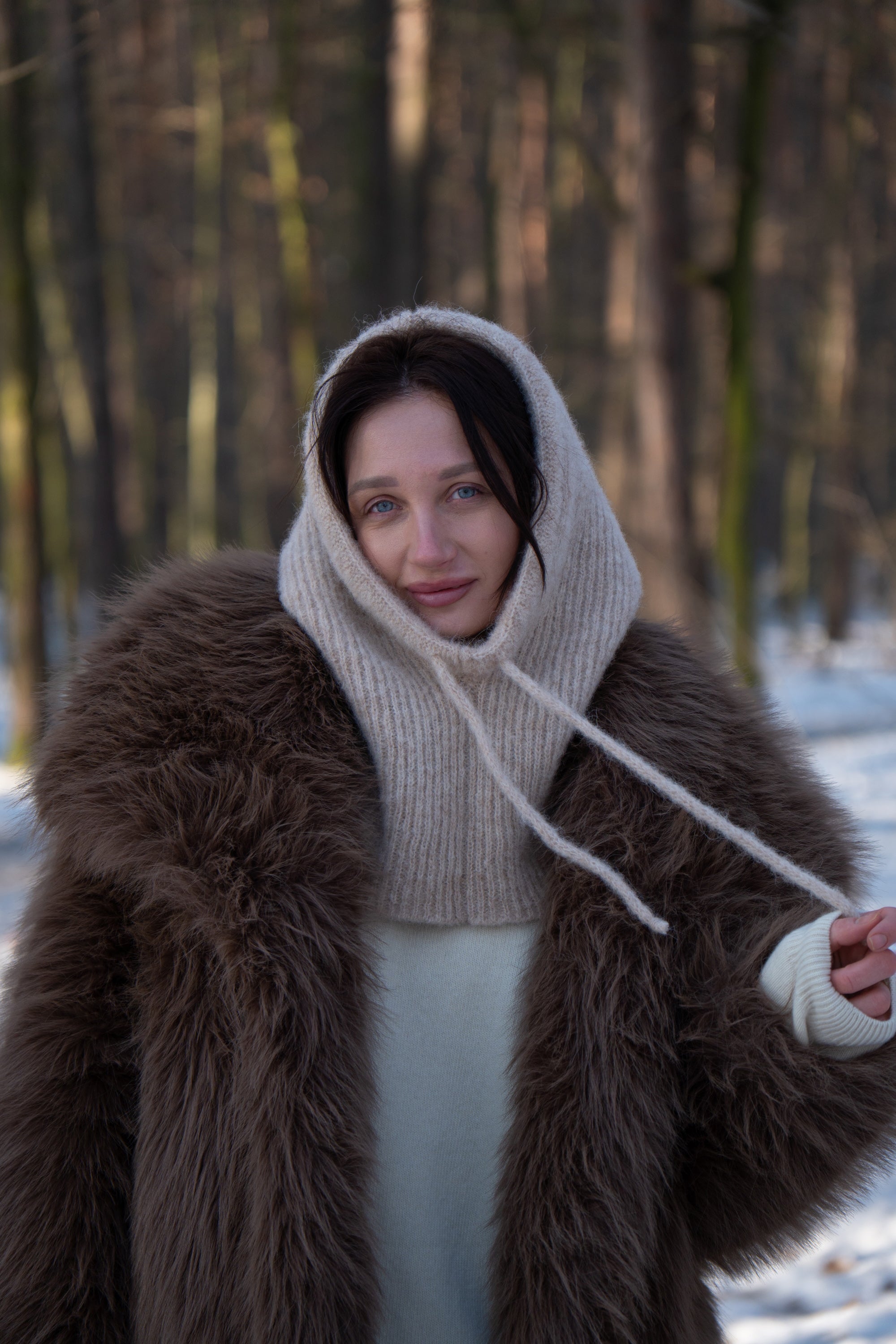 Balaclava z wełny alpaki Cloudveil beżowa