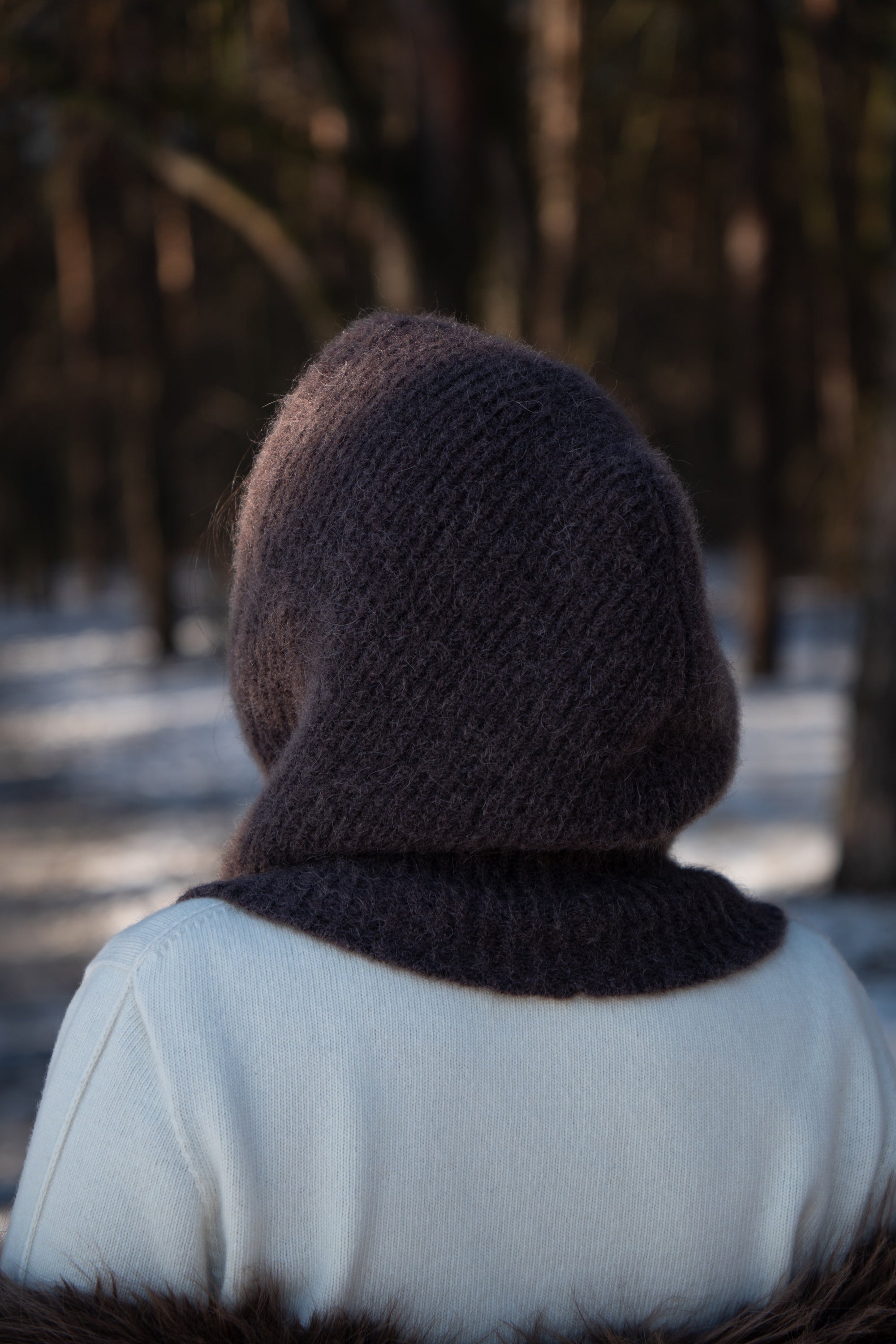 Balaclava z wełny alpaki Cloudveil brązowa