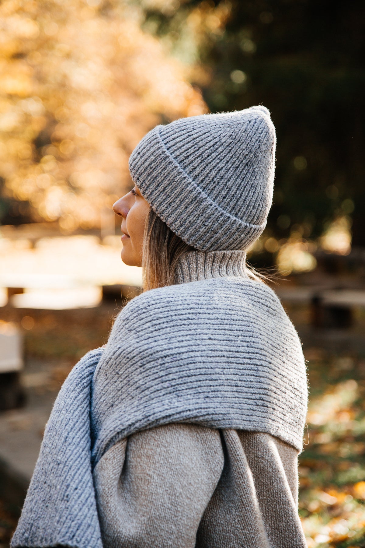 Wełniany szal MOON ASH szary