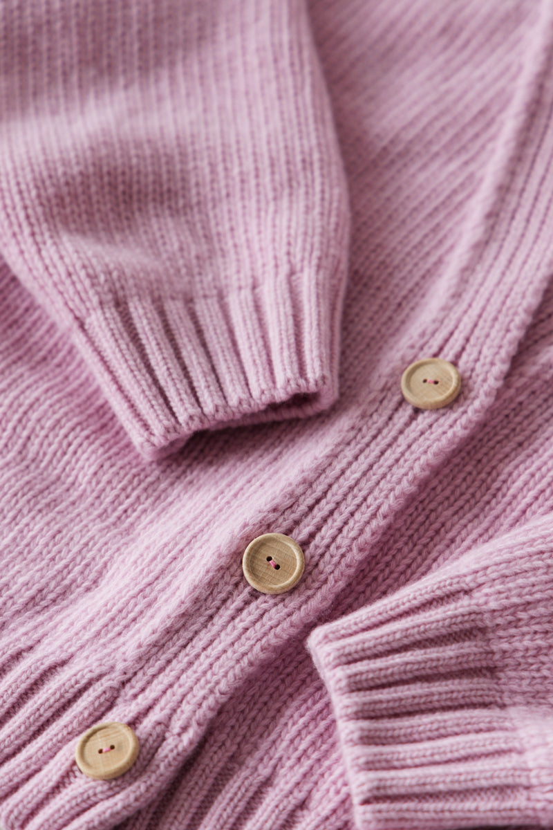 Velvet Core Cashmere and Merino Wool Cardigan, Pink