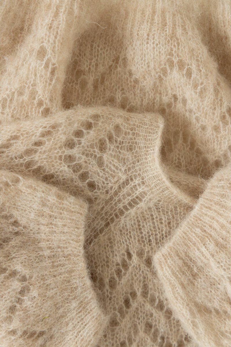 Weicher Pullover aus Alpaka und Schurwolle in Mirage Beige