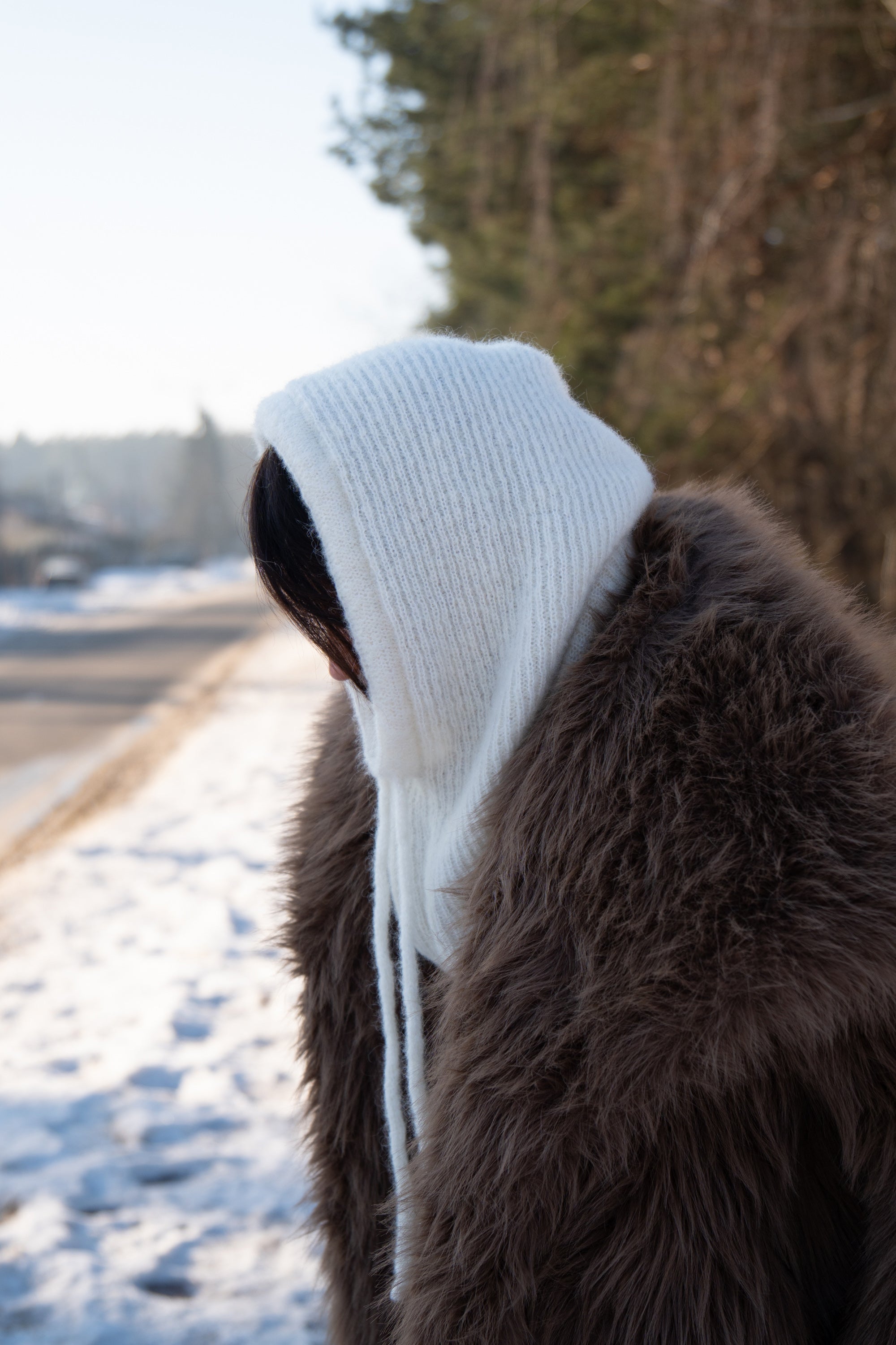 Balaclava z wełny alpaki Cloudveil ecru