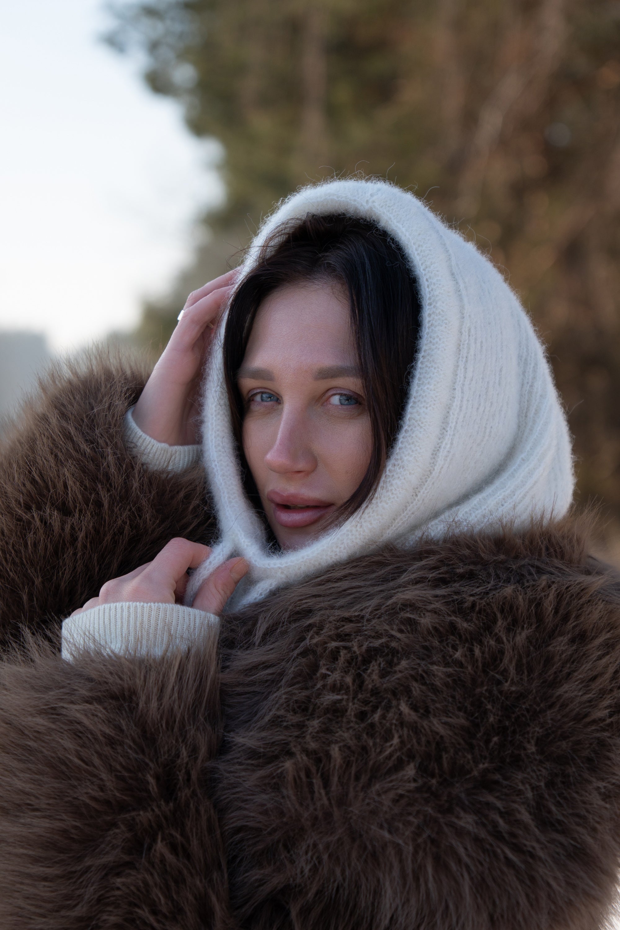 Balaclava z wełny alpaki Cloudveil ecru