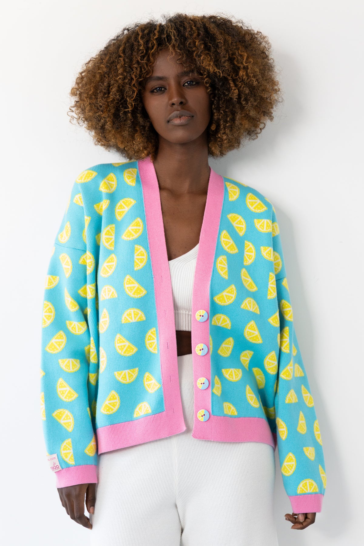 Kardigan bawełniany cytryna - Lemon Vibe