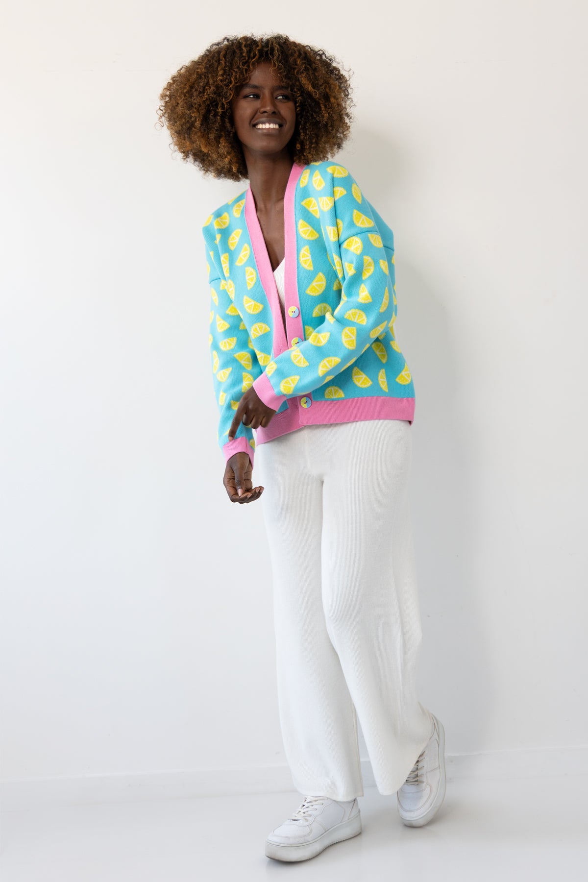 Zitronengelbe Baumwollstrickjacke - Lemon Vibe