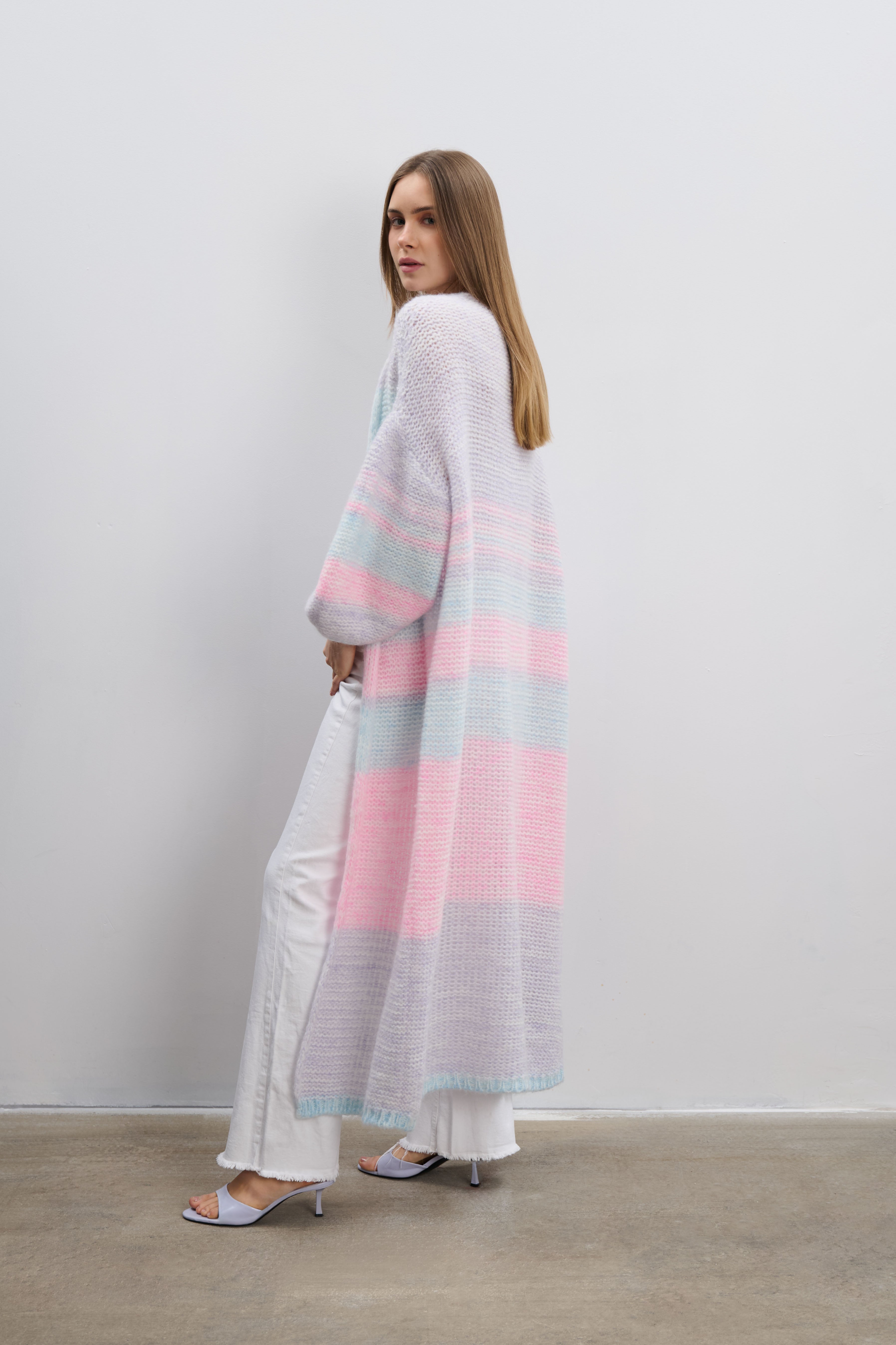 Długi pastelowy kardigan PASTEL CLOUDS fioletowy