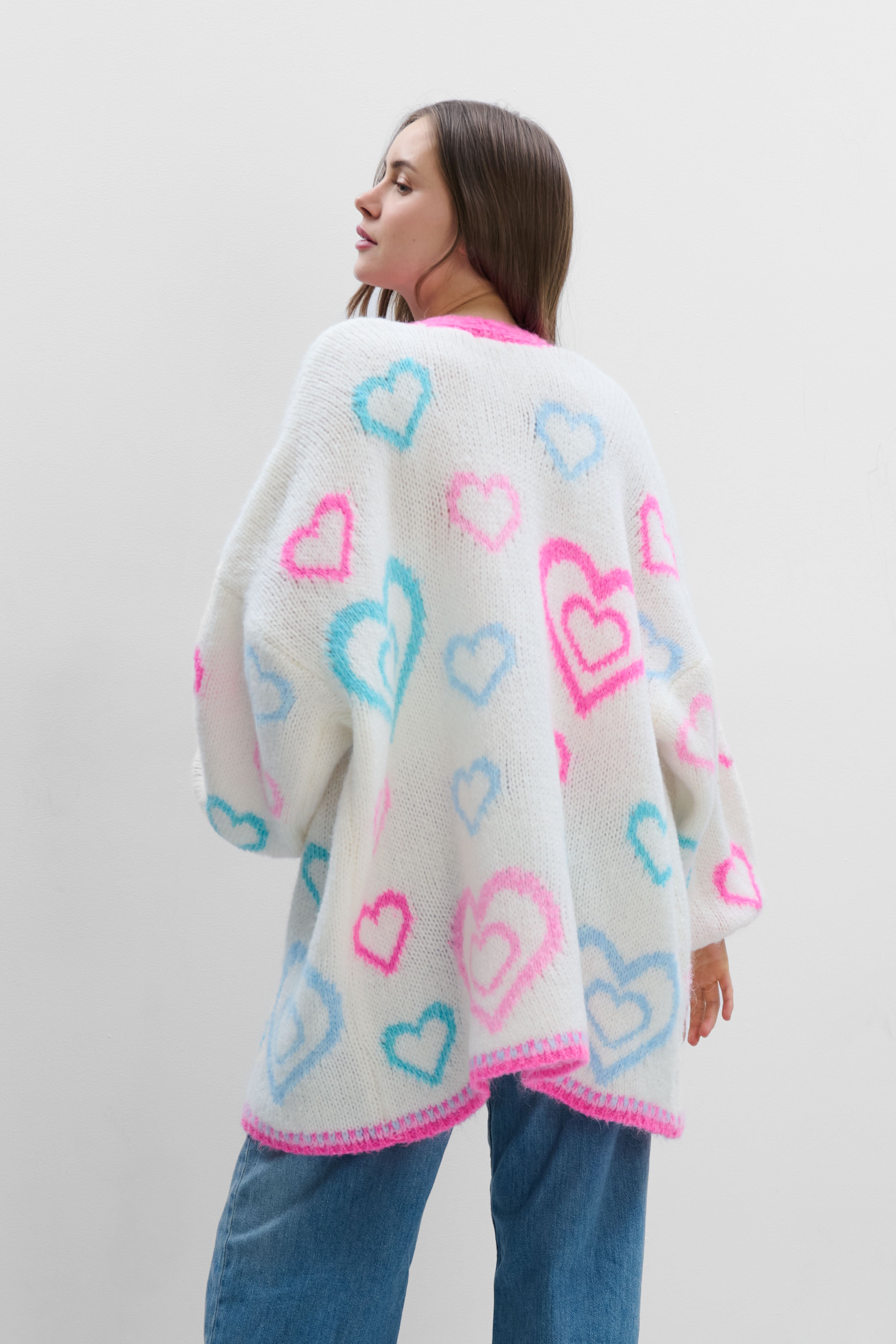 Kolorowy kardigan Sweetheart ecru