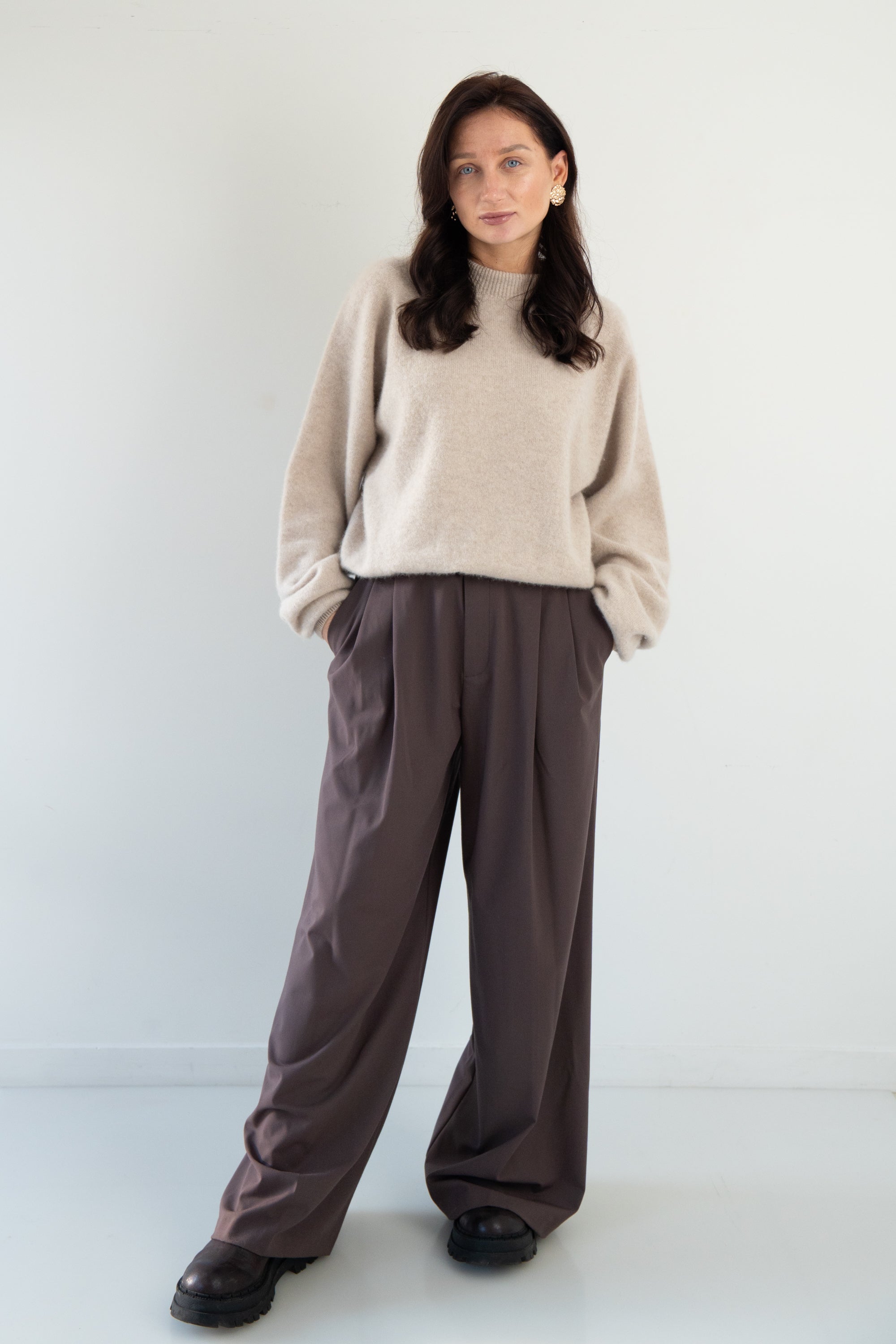 Sweter z kaszmiru Cashmere Velvet Air beżowy