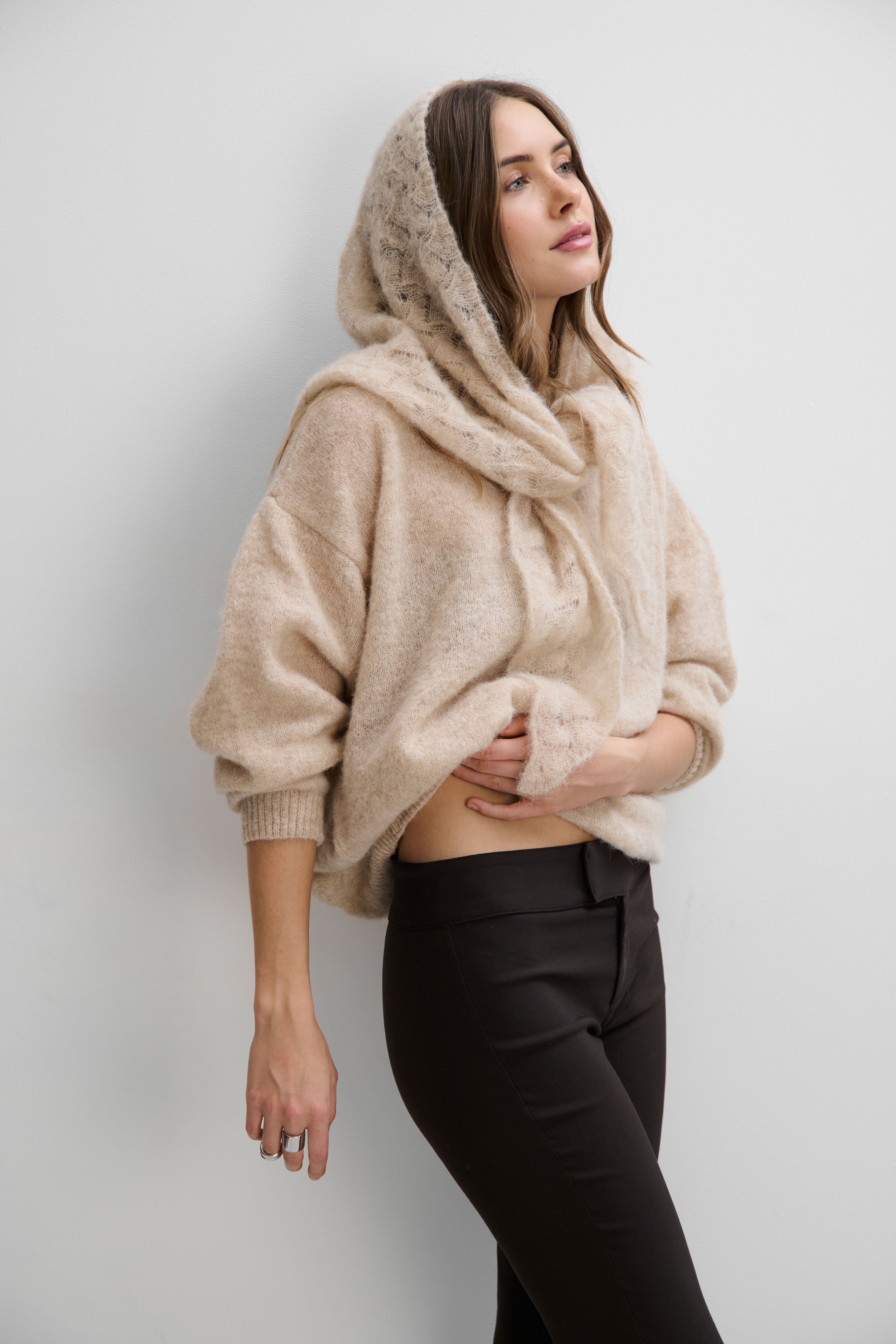 Cloudloom Shawl, beige, alpaca wool openwork scarf