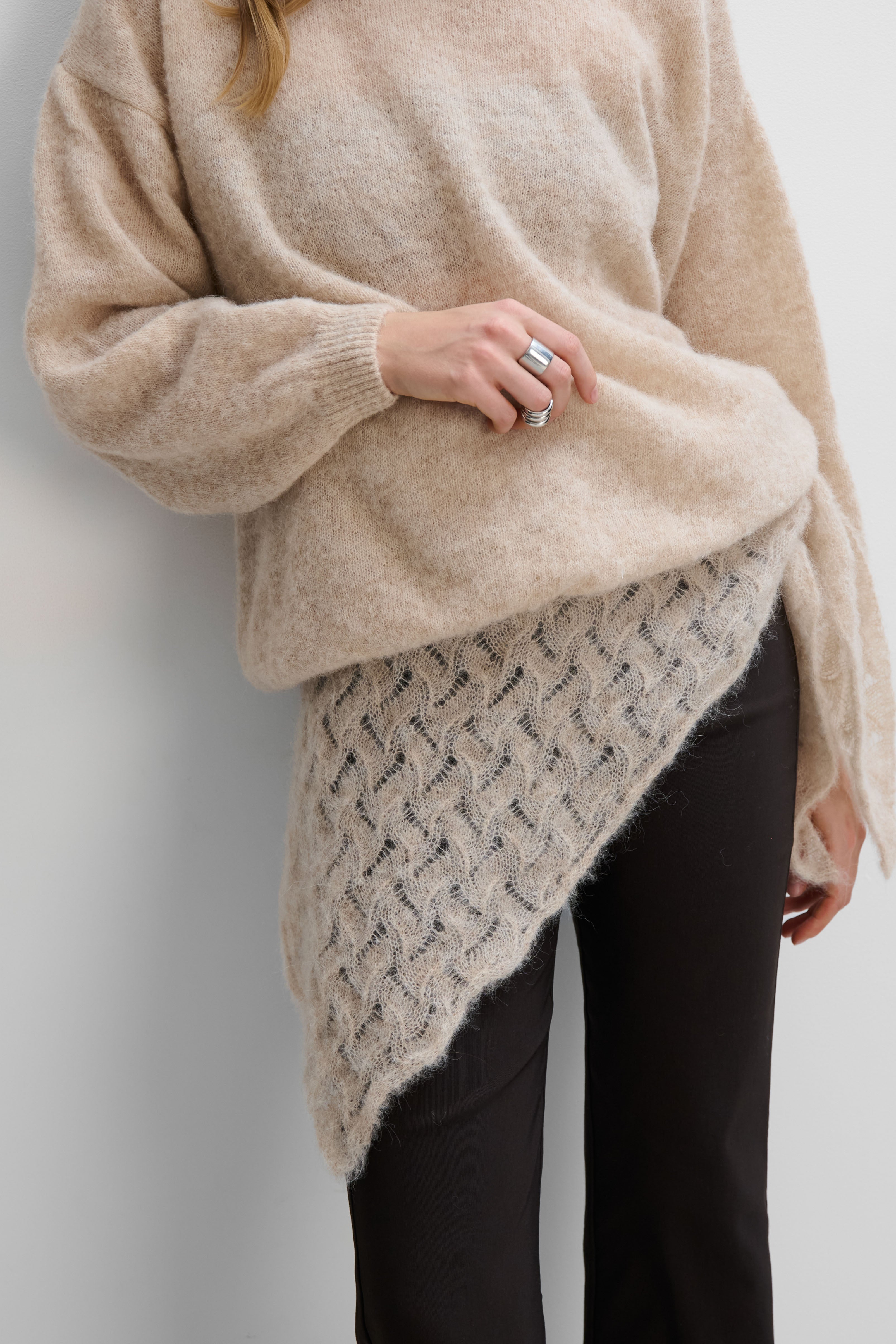 Cloudloom Shawl, beige, alpaca wool openwork scarf