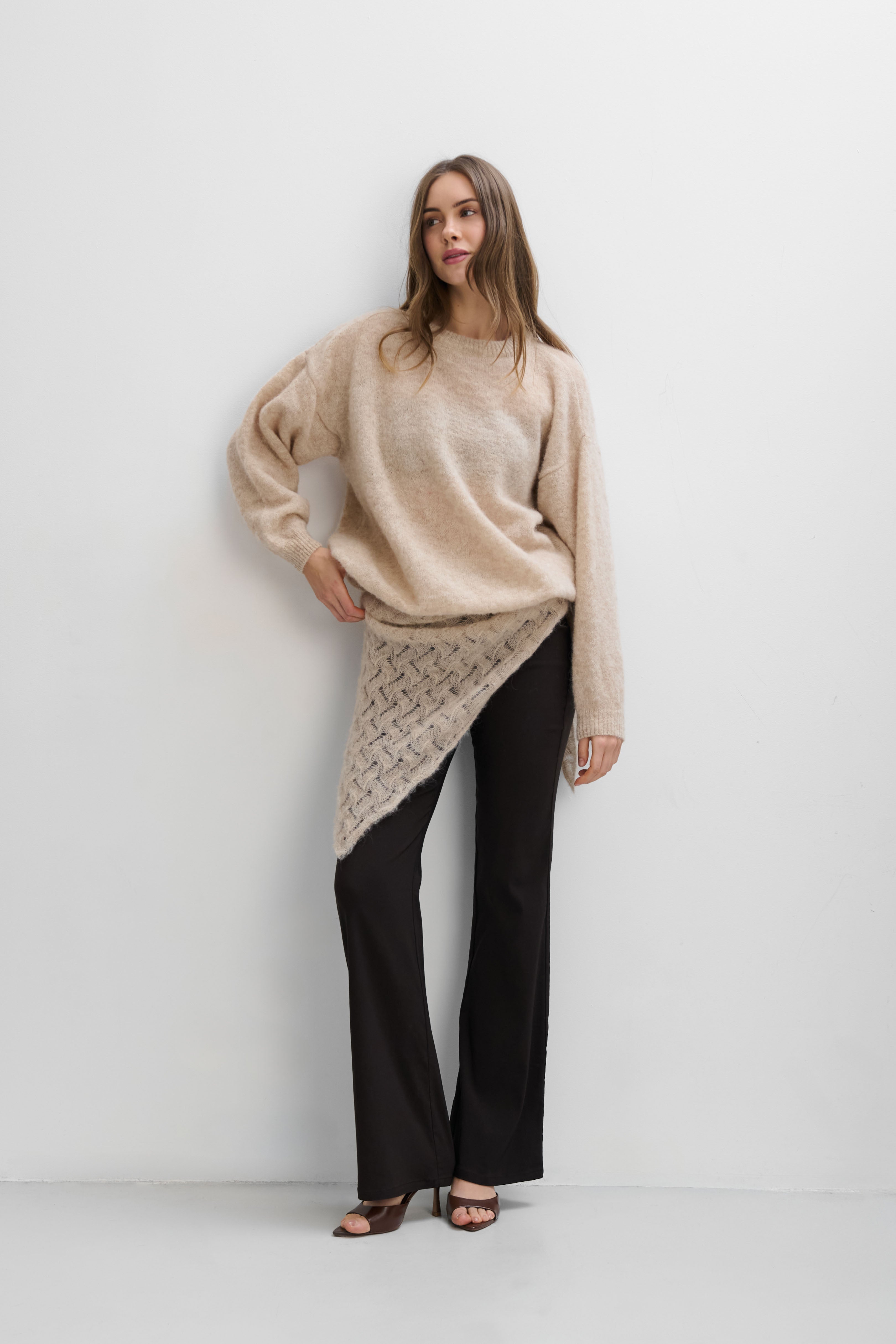 Cloudloom Shawl, beige, alpaca wool openwork scarf