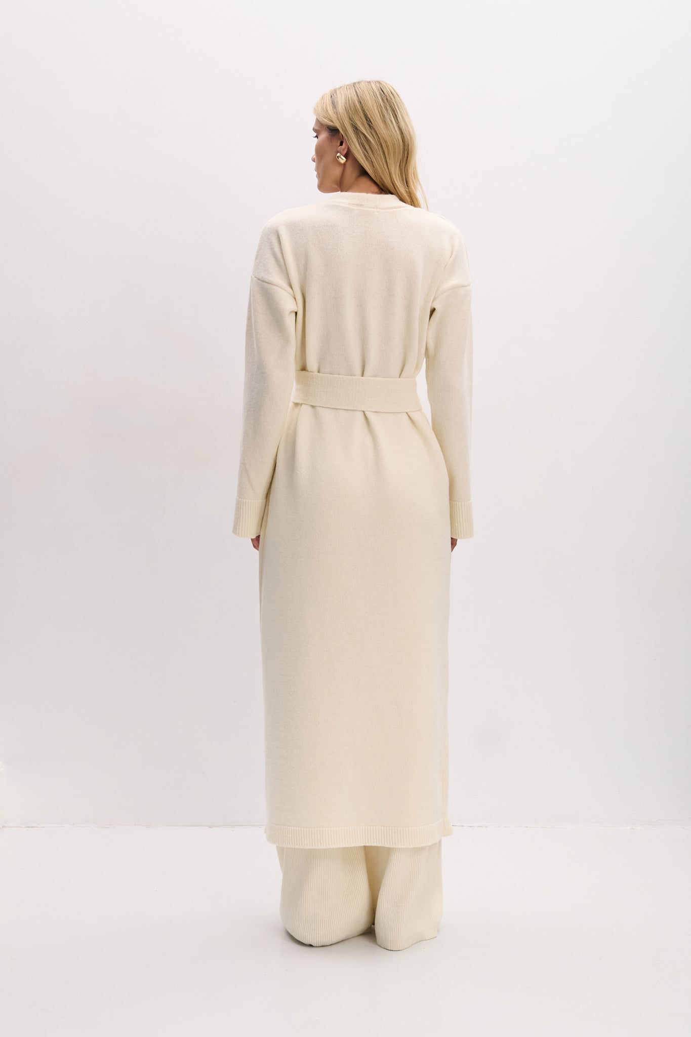Long merino wool cardigan brown