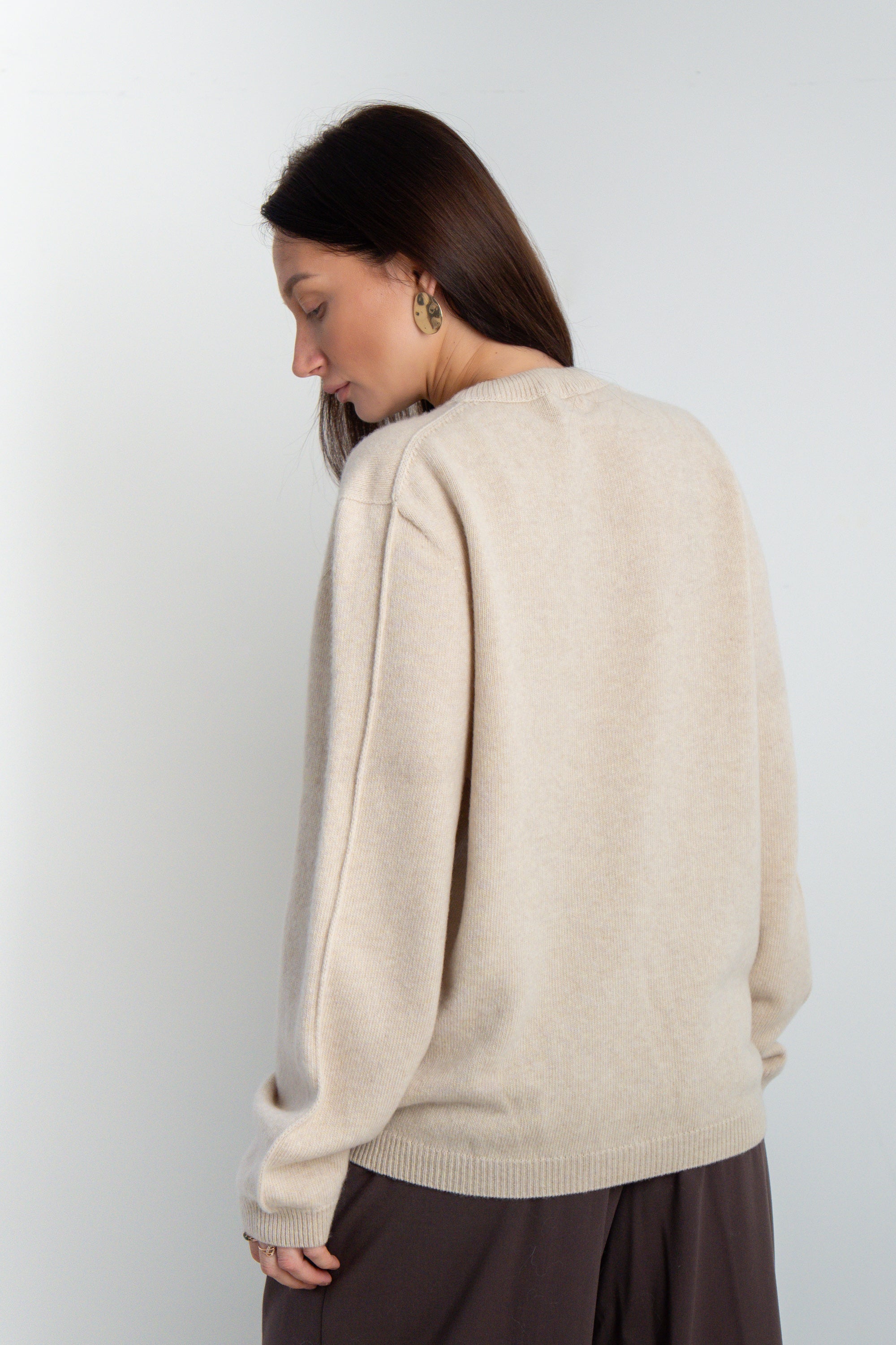 Sweter z kaszmiru i wełny merynos Softscape beżowy