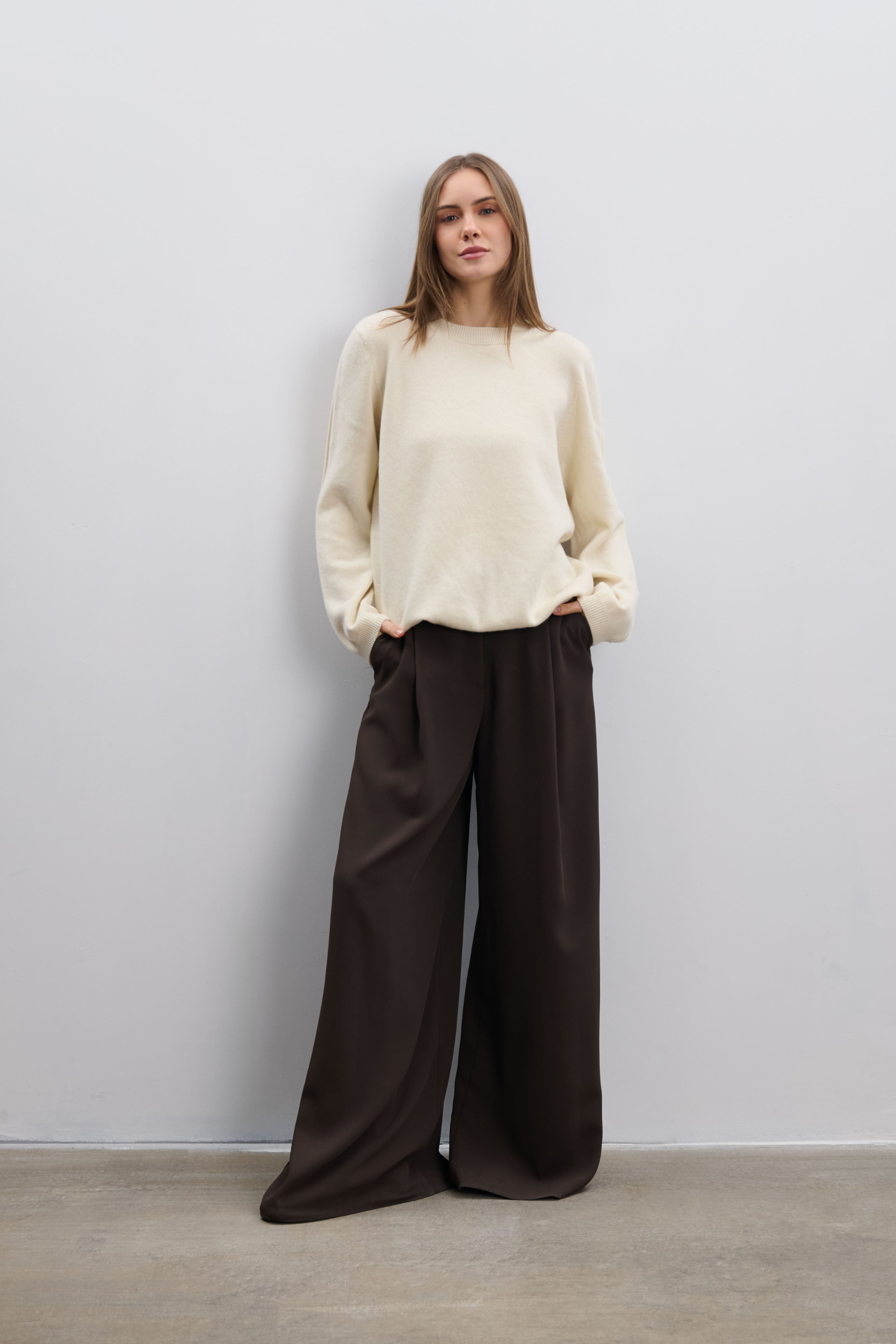 Sweter z kaszmiru i wełny merynos Softscape ecru