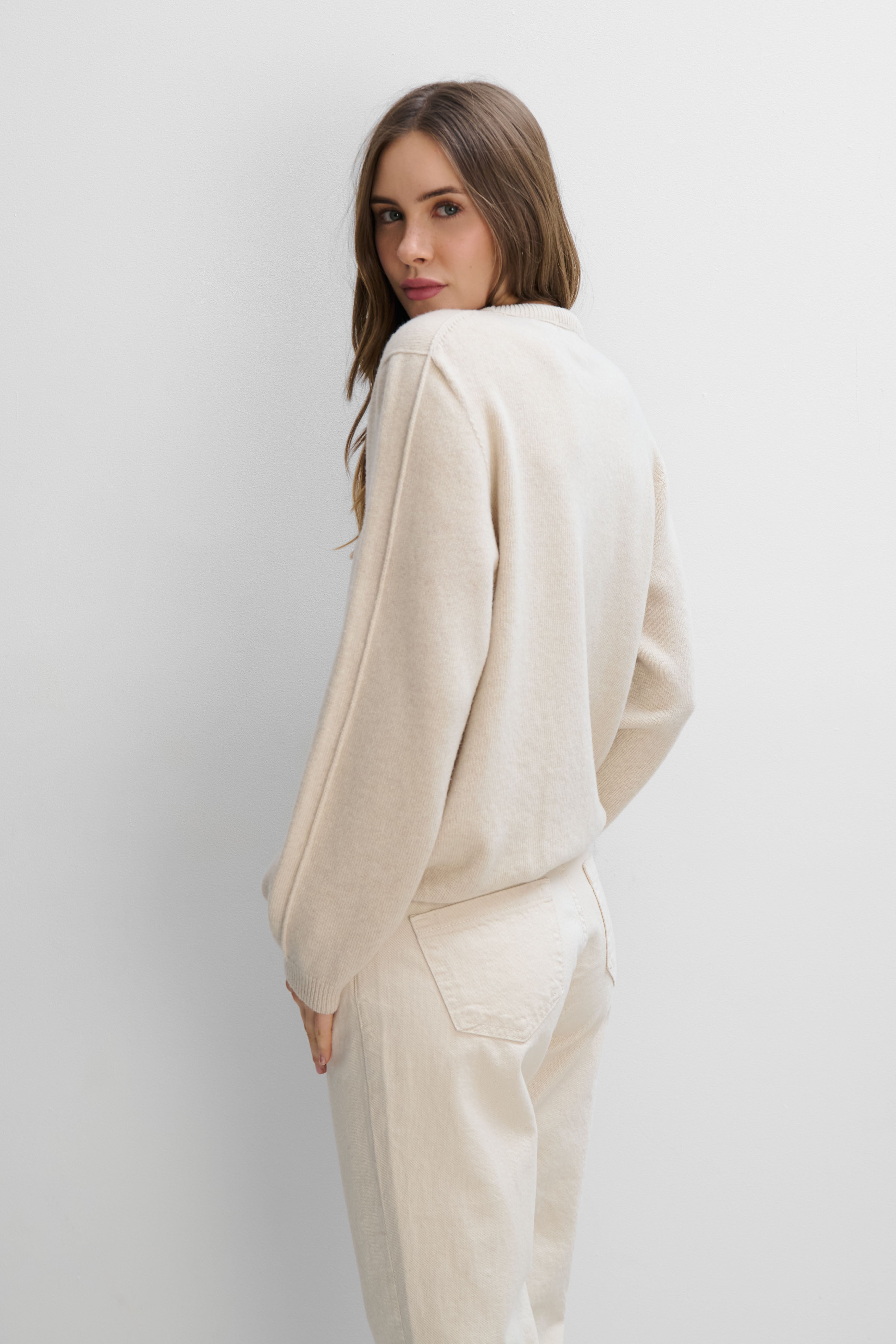 Softscape Beige Cashmere and Merino Wool Sweater