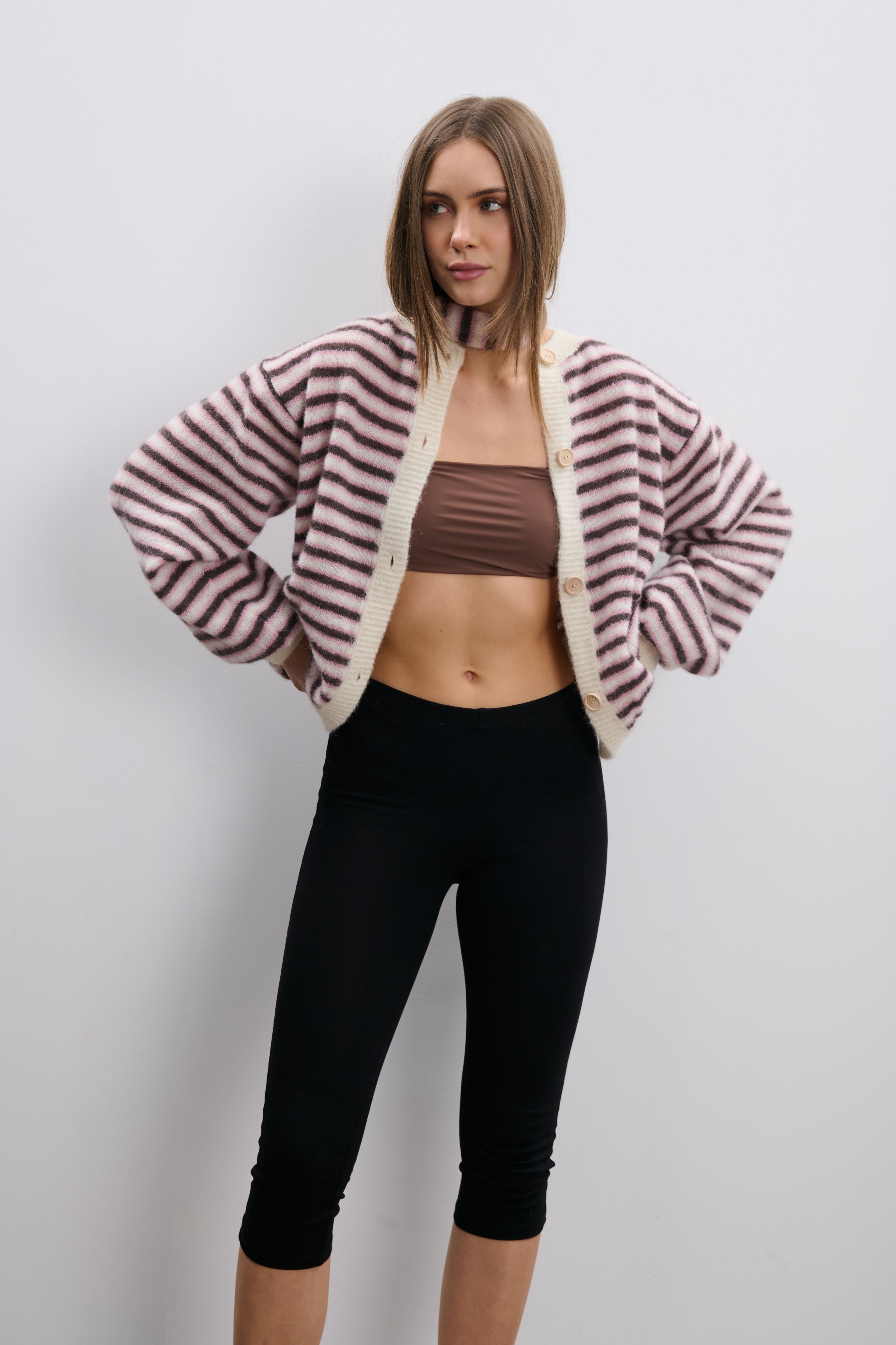 Kardigan Soft Stripe różowy