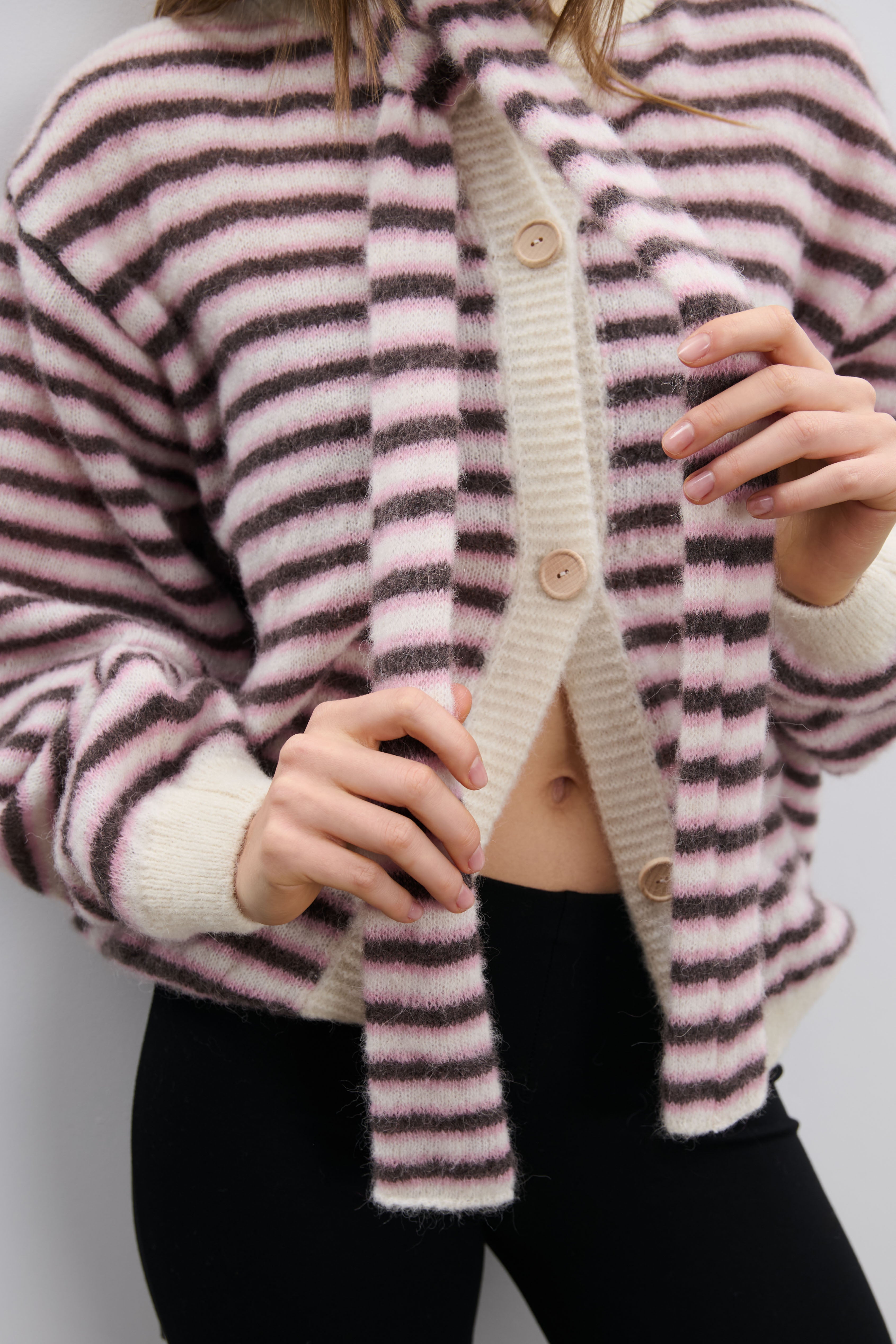 Kardigan Soft Stripe różowy