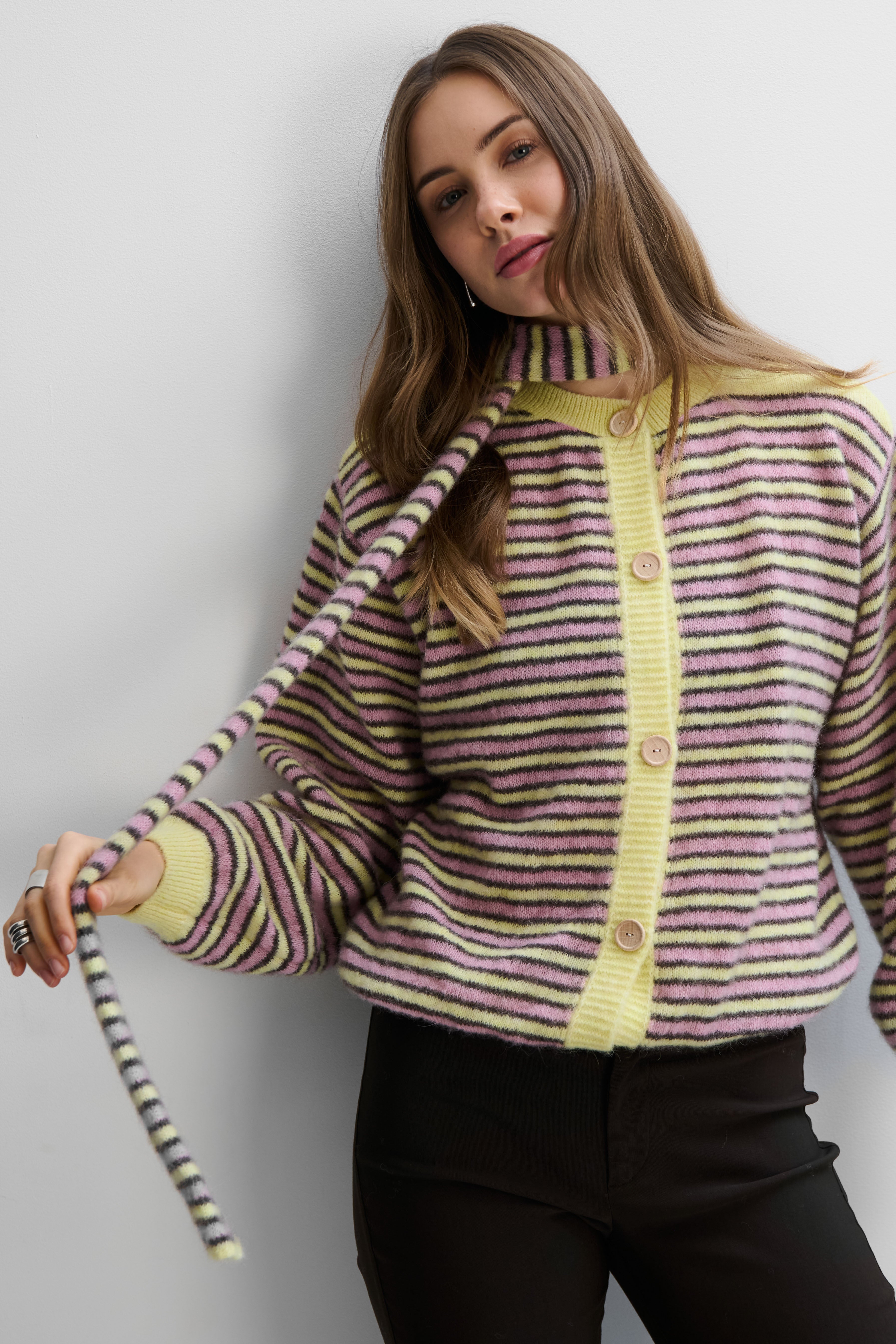 Soft Stripe Cardigan Yellow