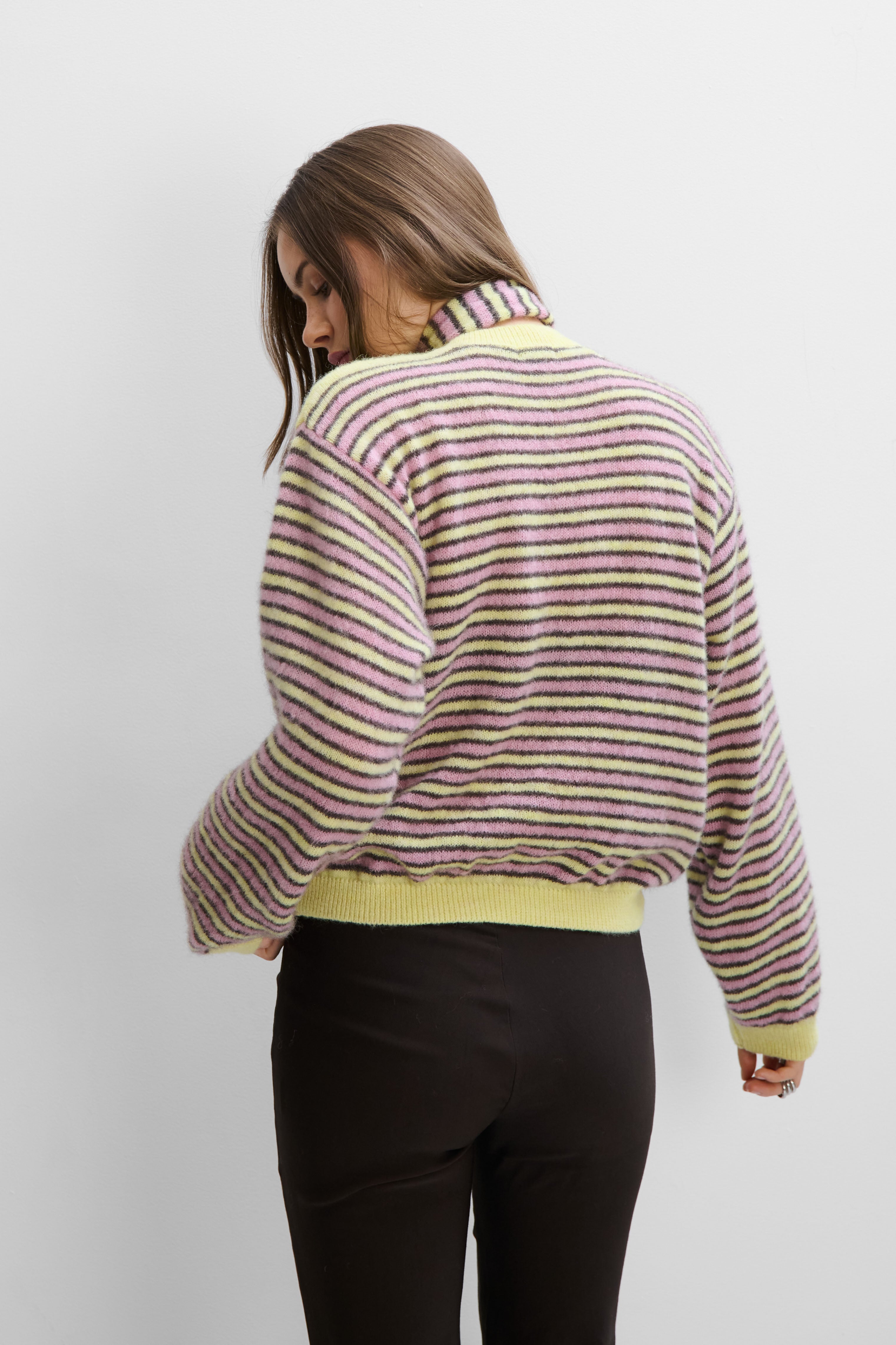 Soft Stripe Cardigan Yellow