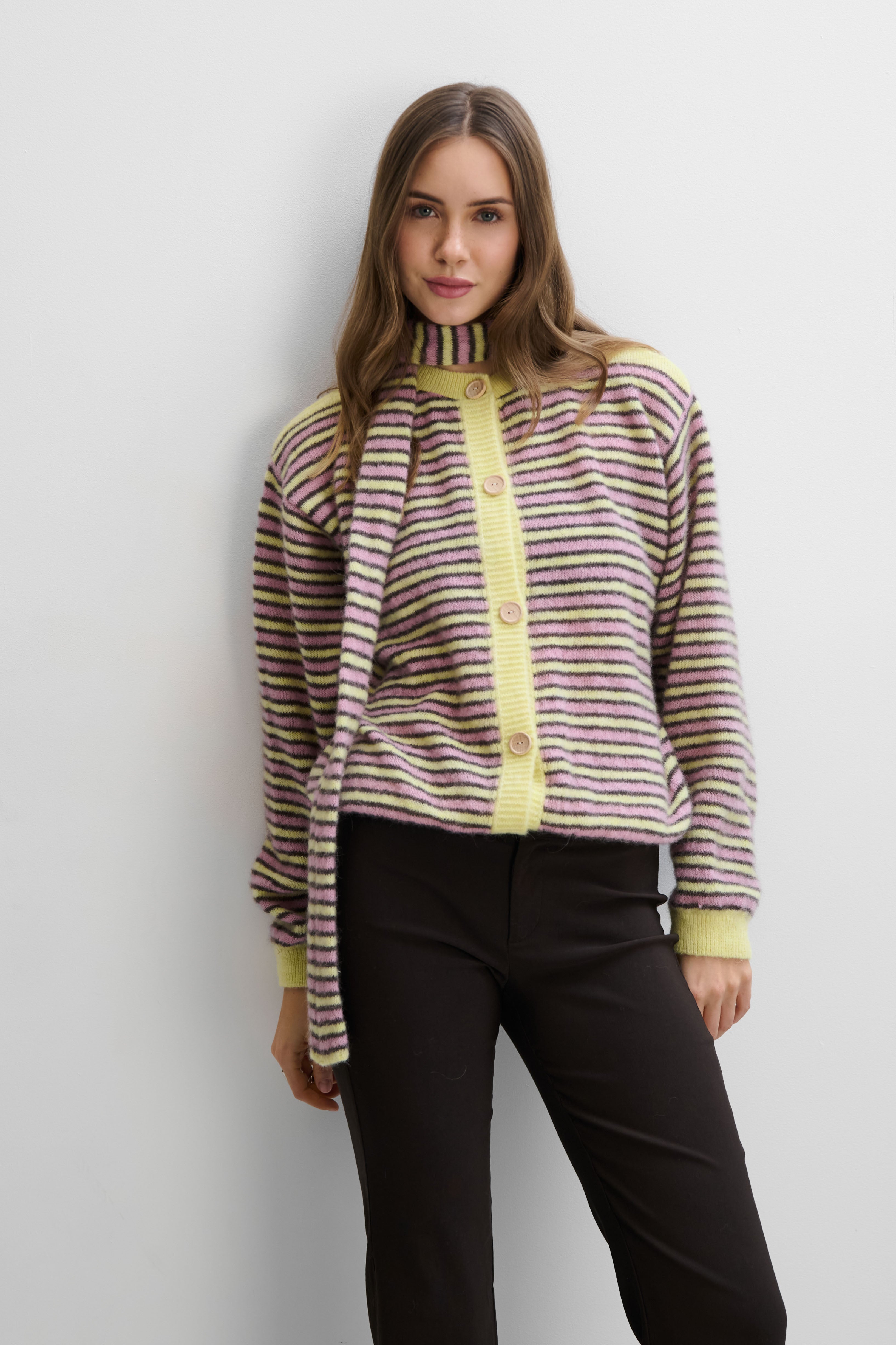 Soft Stripe Cardigan Yellow