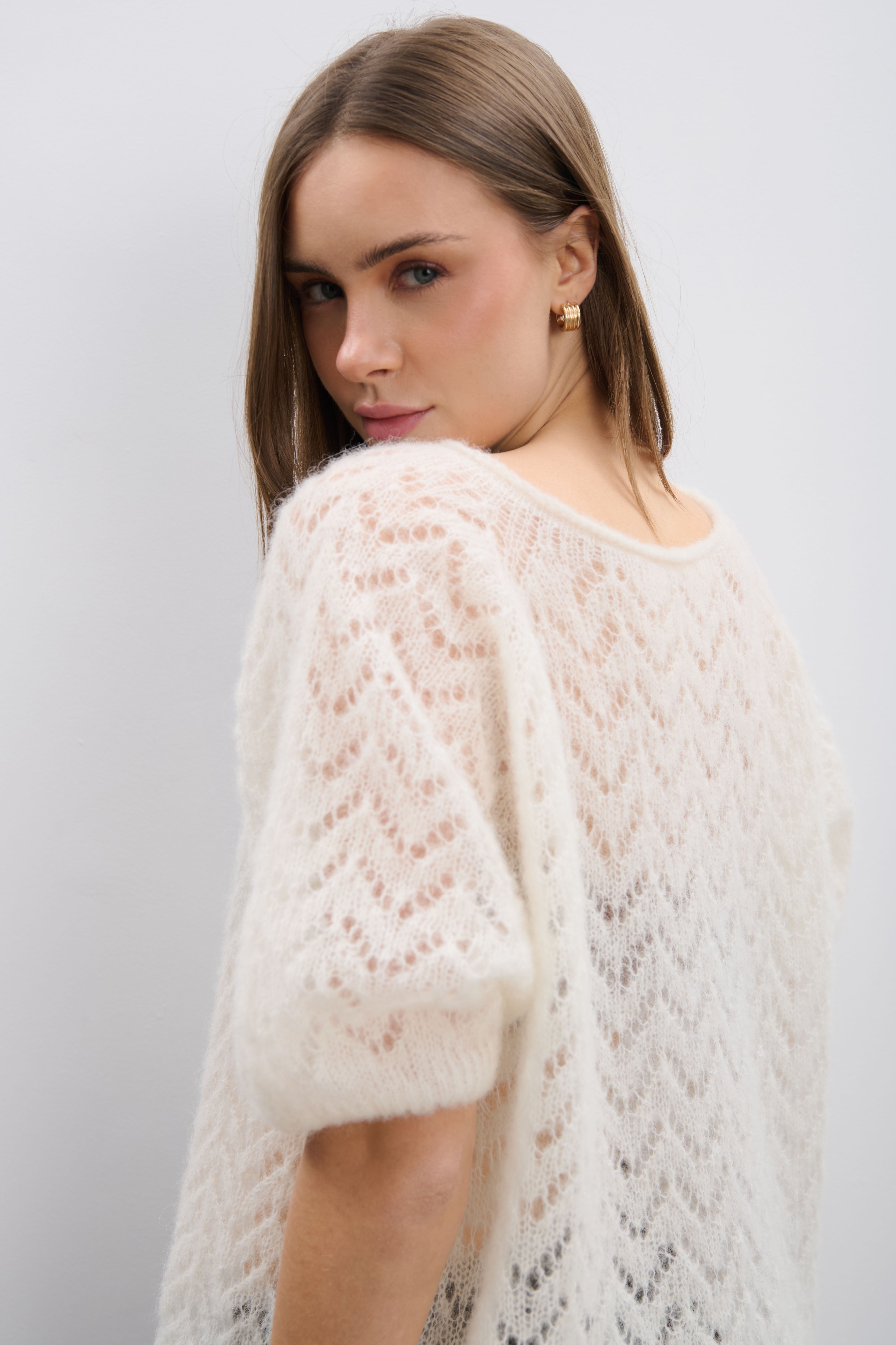 Sweter z wełny alpaki i wełny virgin Soft Mirage ecru