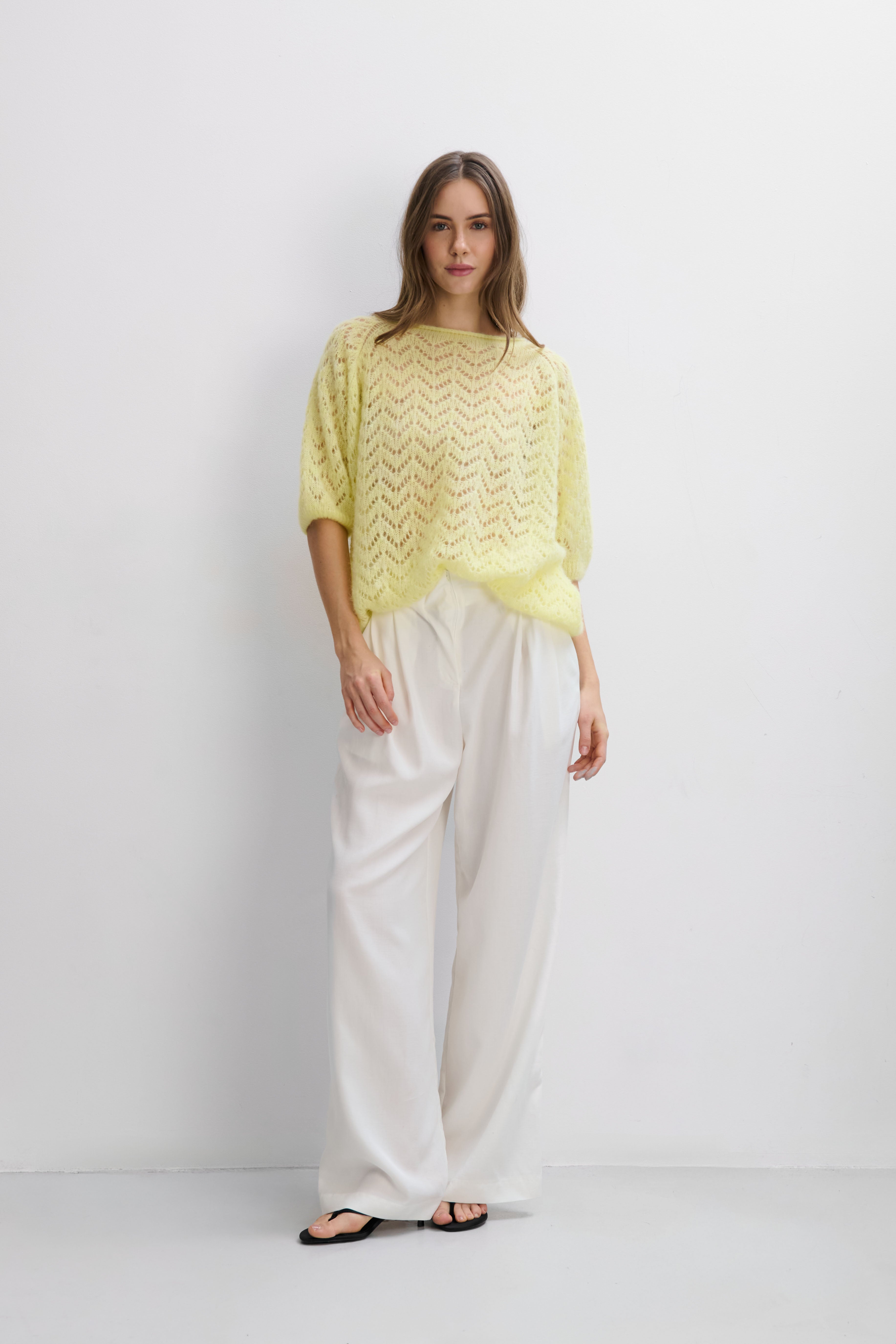 Sweter z wełny alpaki i wełny virgin Soft Mirage żółty