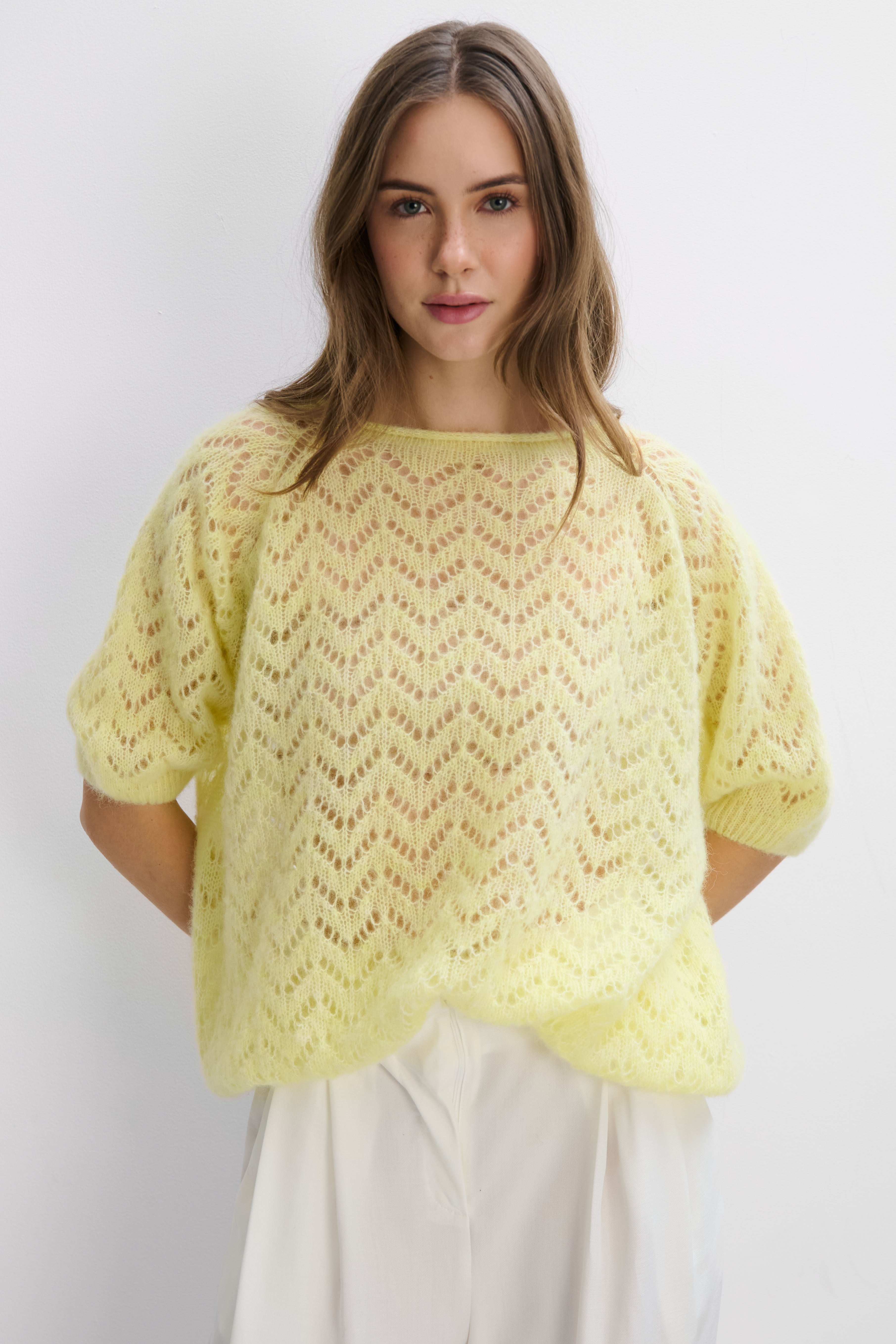 Sweter z wełny alpaki i wełny virgin Soft Mirage żółty