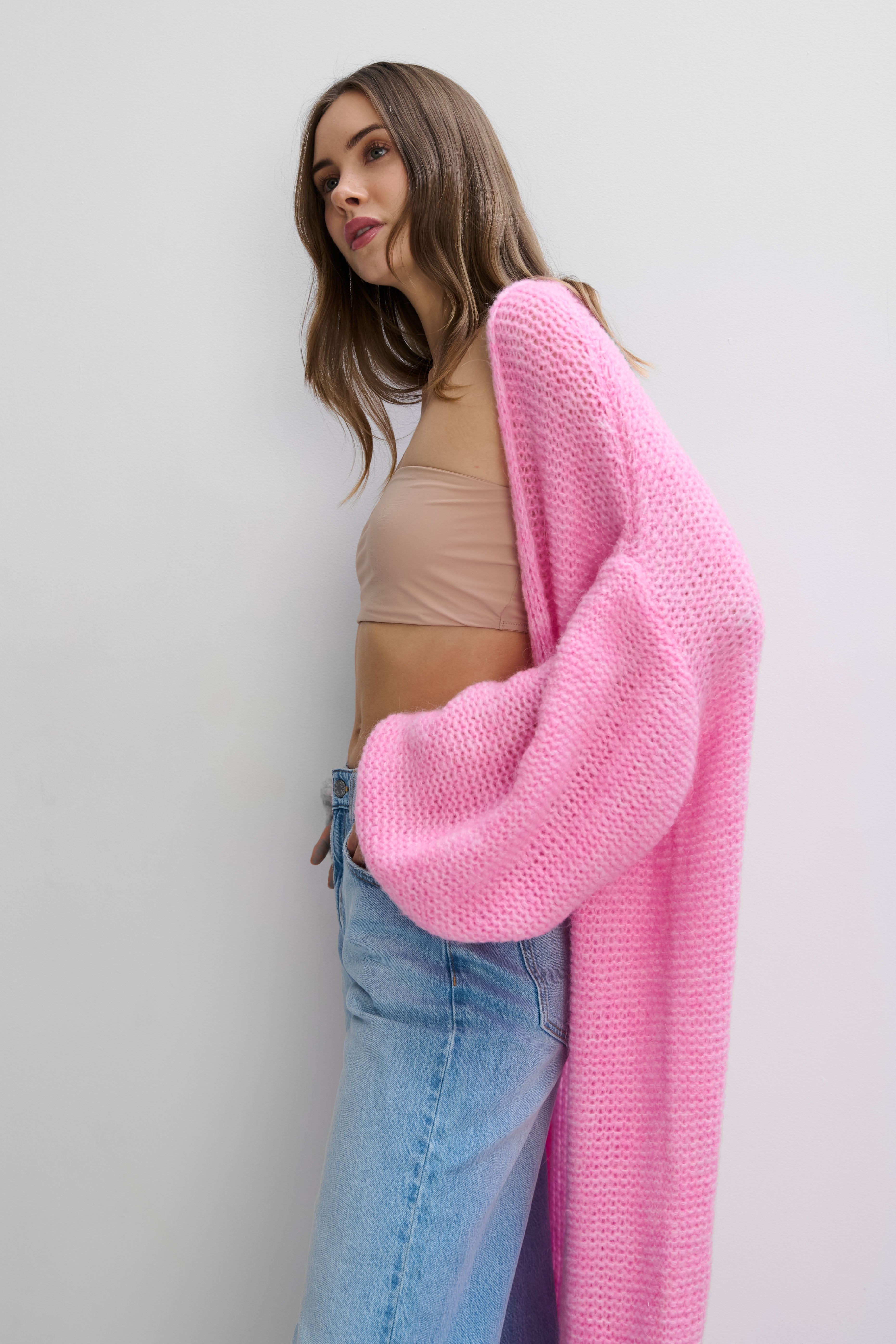 Długi kardigan Cloud Embrace różowy