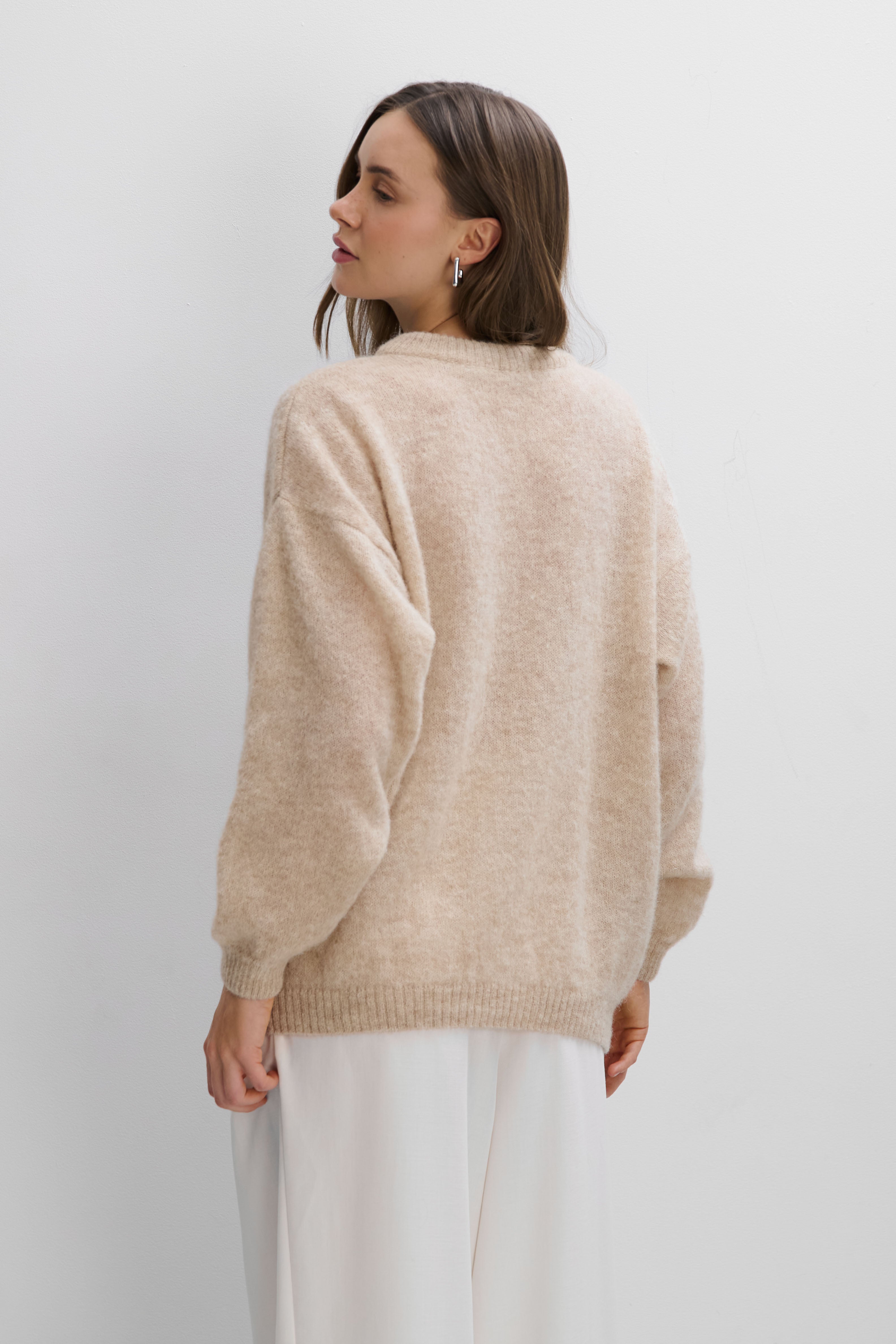 Lekki sweter z wełny alpaki Aura beżowy