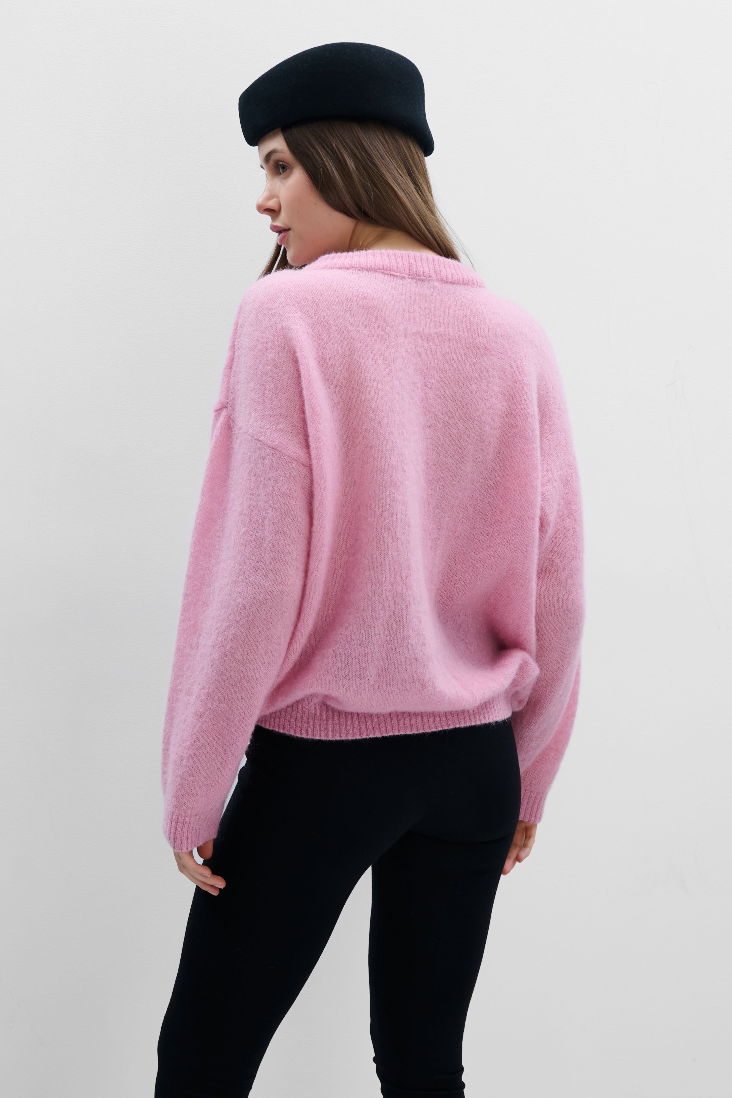 Lekki sweter z wełny alpaki Aura różowy