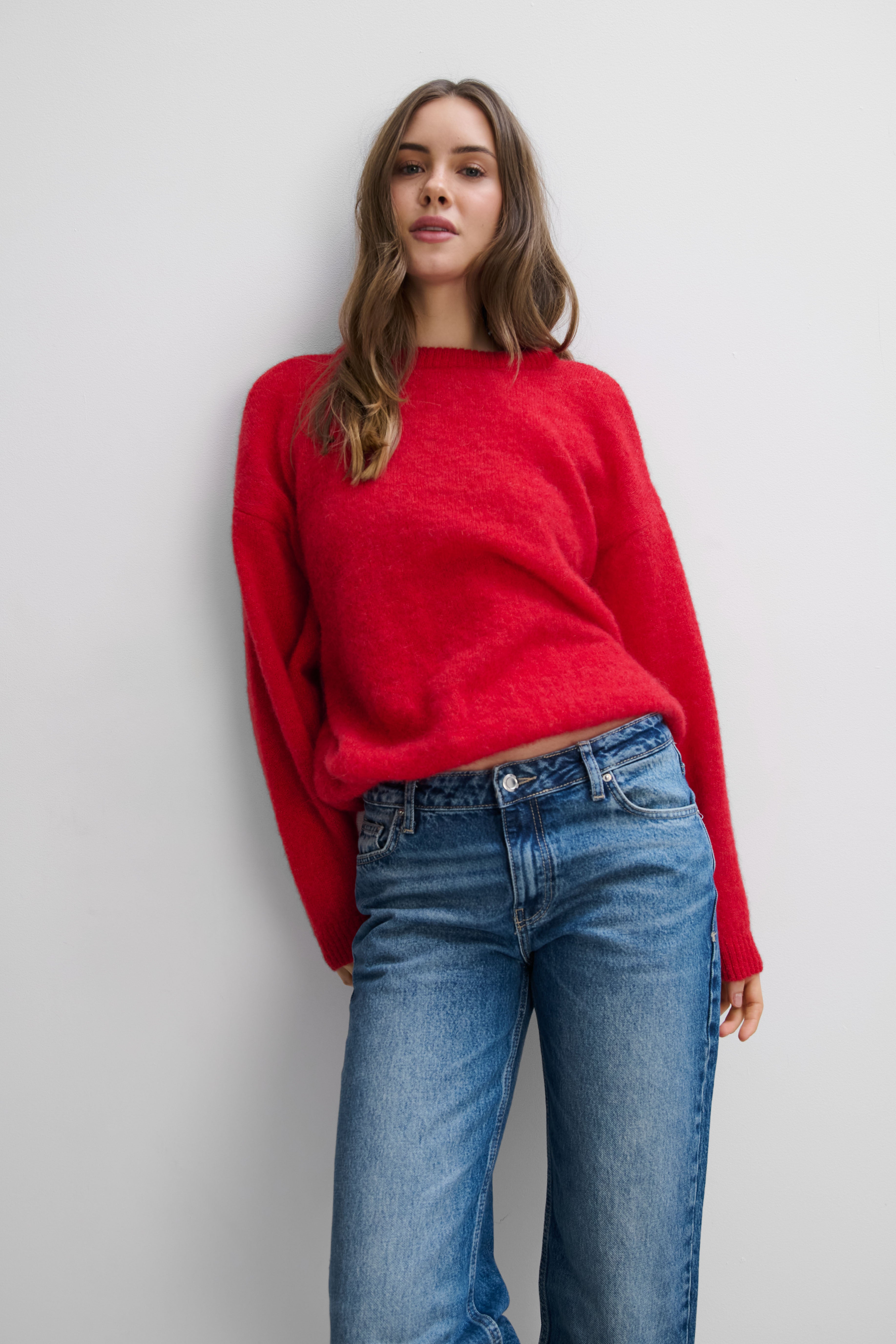 Lekki sweter z wełny alpaki Aura czerwony