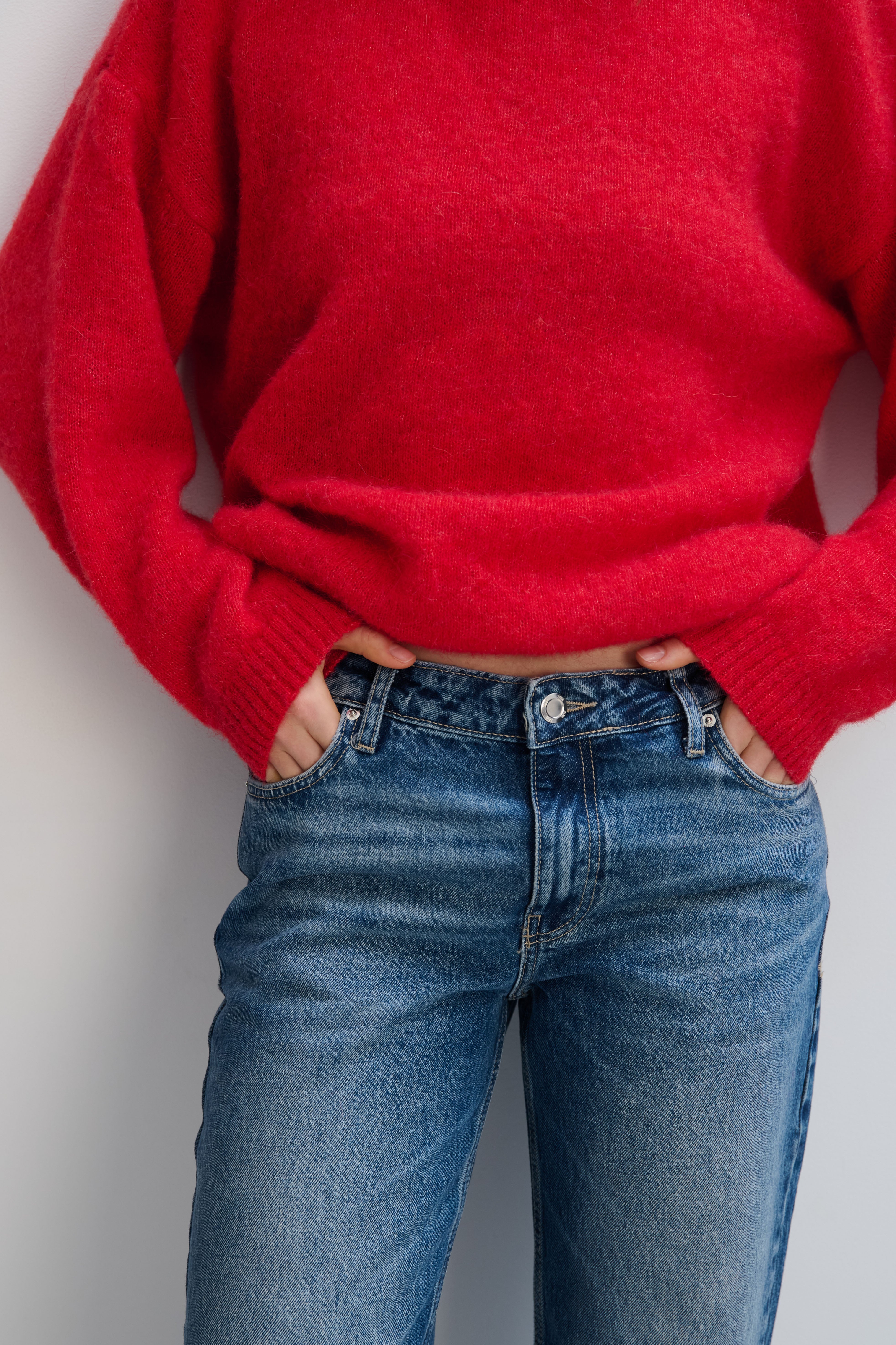 Lekki sweter z wełny alpaki Aura czerwony