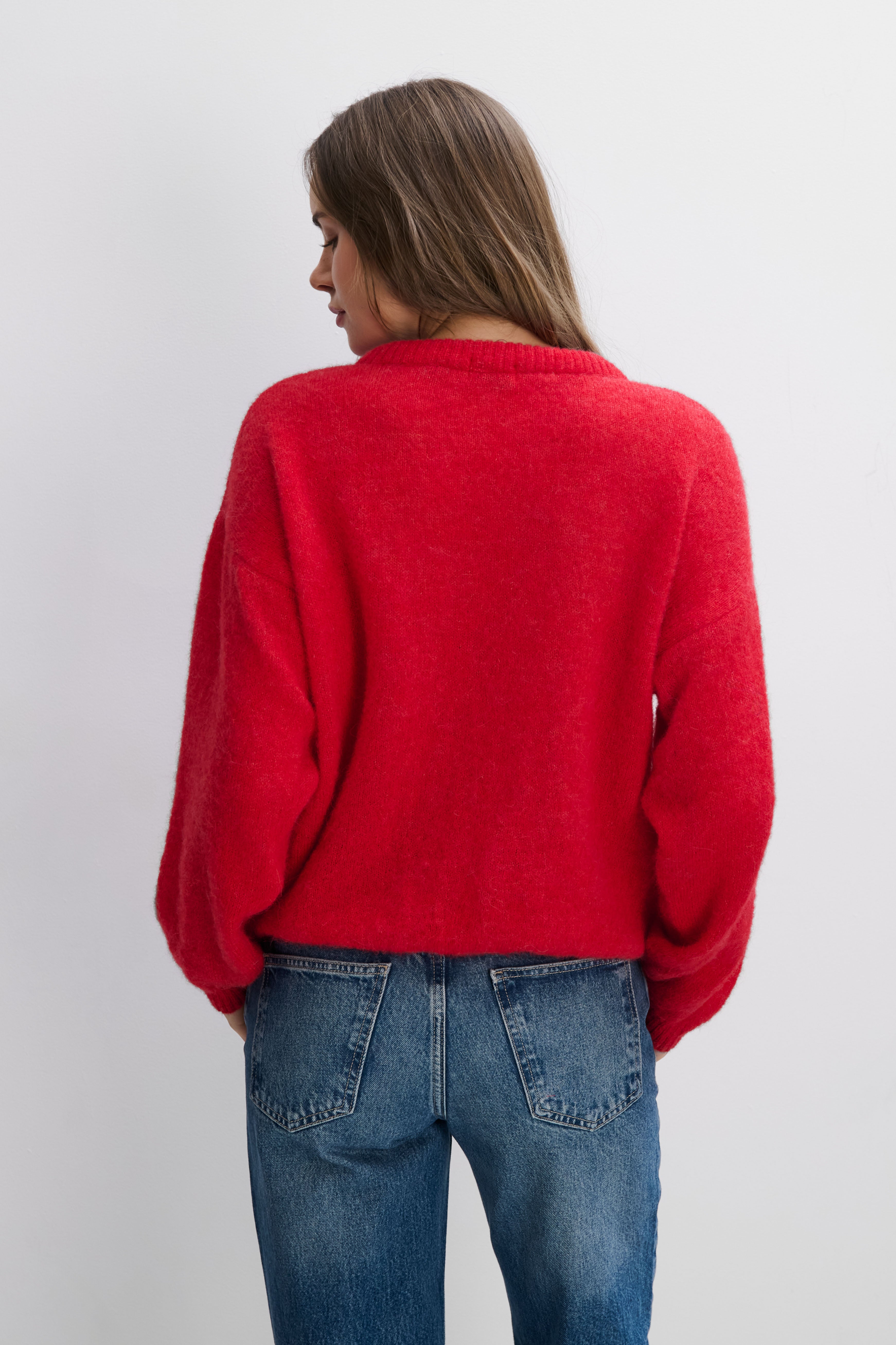 Lekki sweter z wełny alpaki Aura czerwony