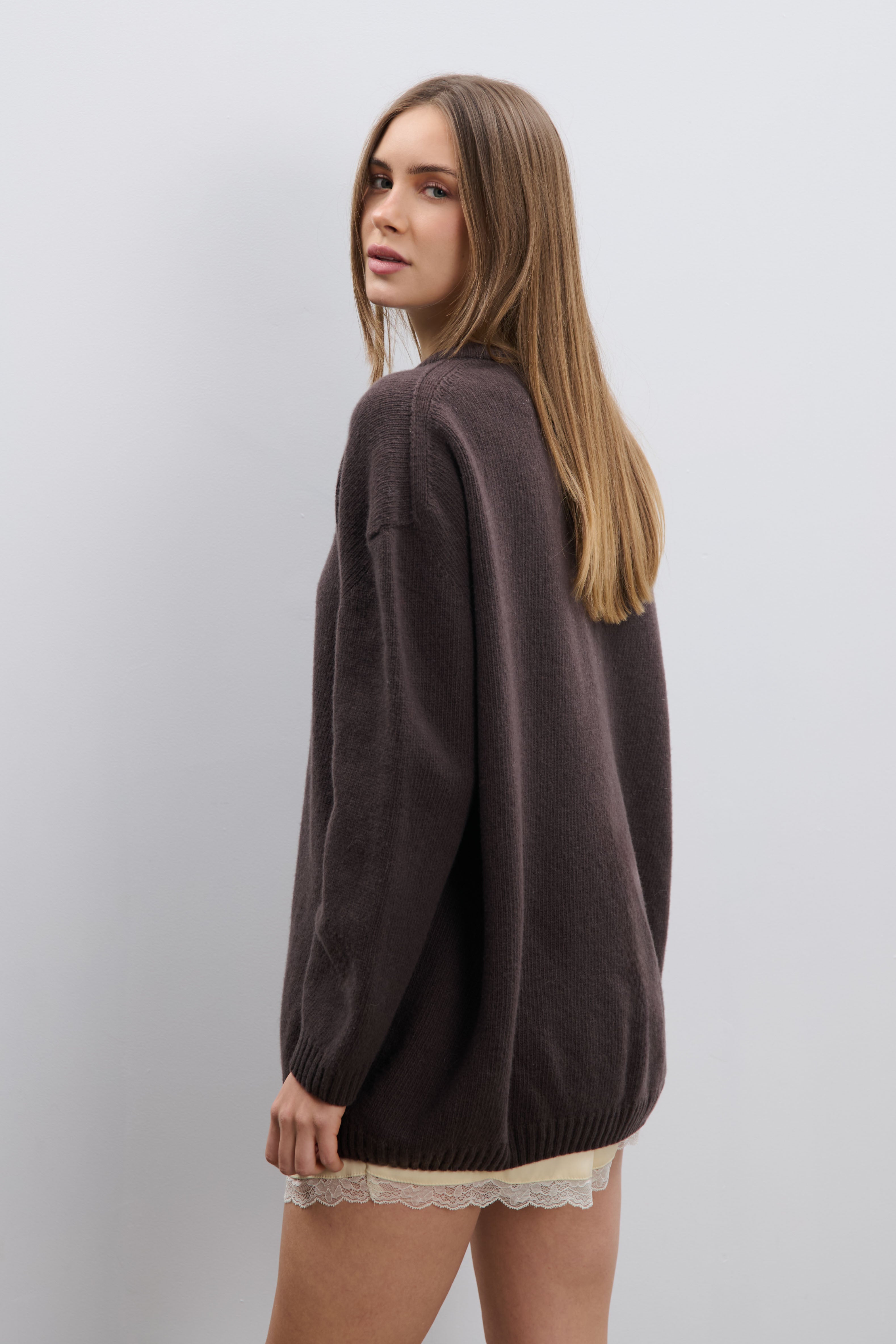 Éloise Cashmere and Merino Wool Sweater, Brown