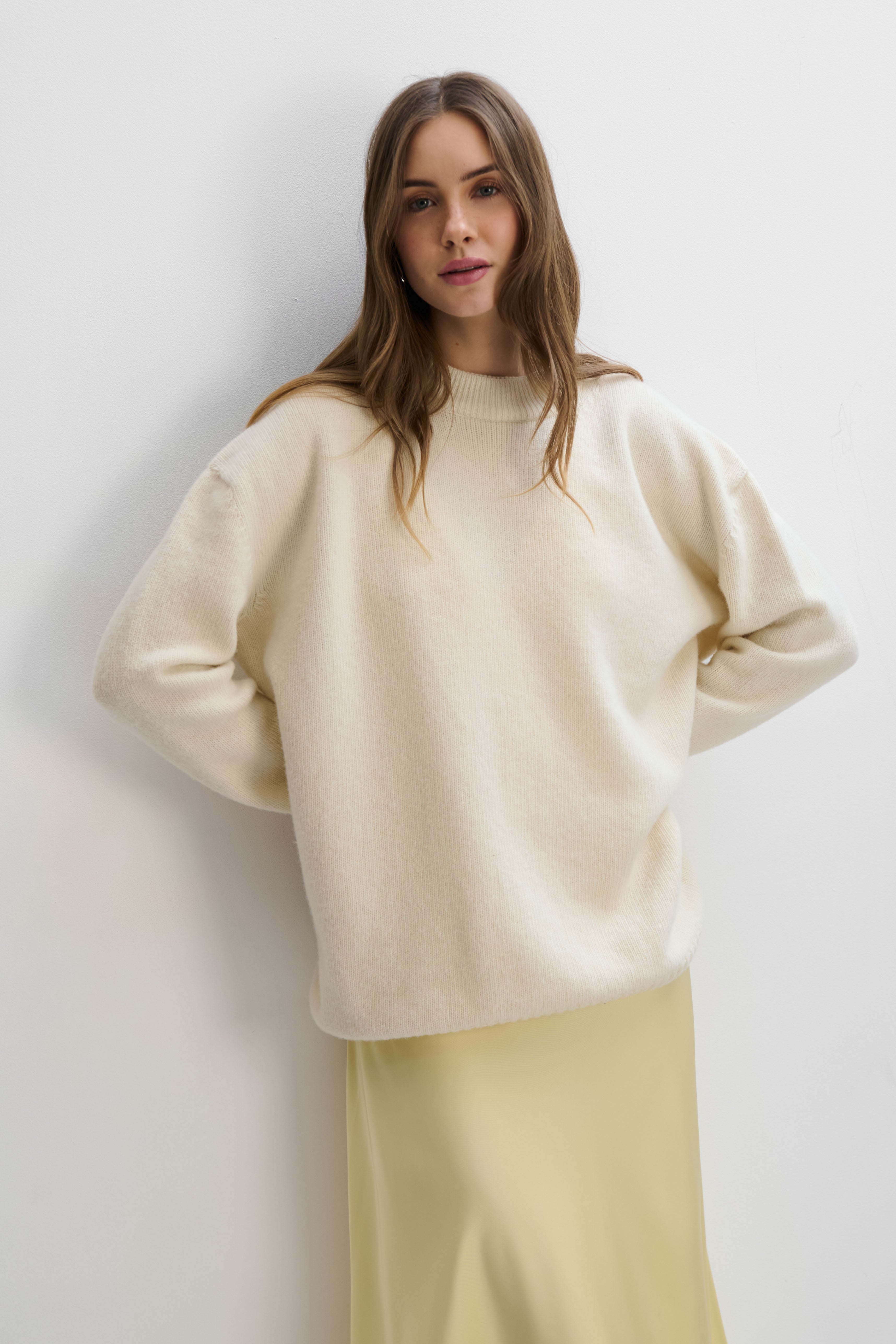 Éloise ecru cashmere and merino wool sweater