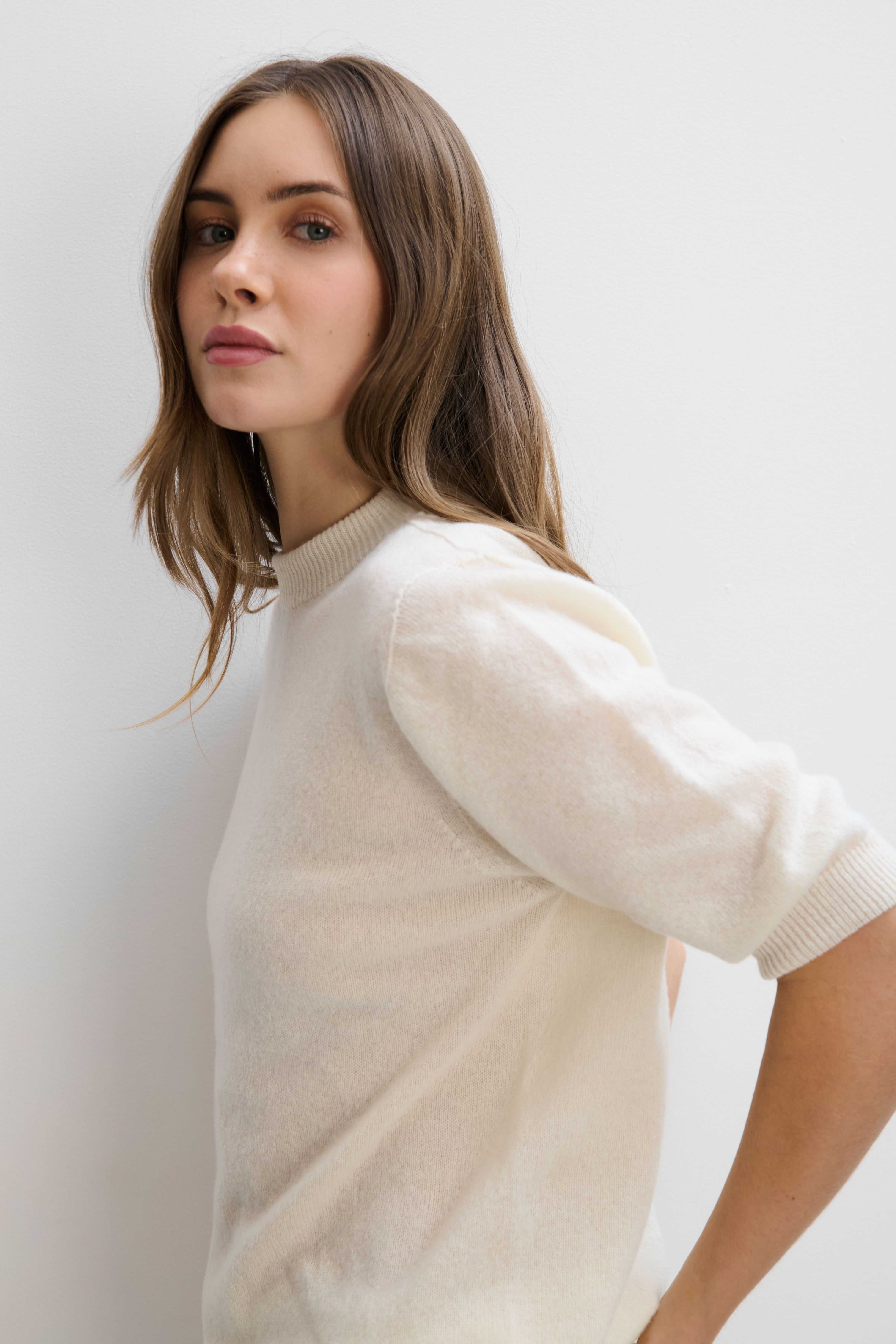 Bluzka z kaszmiru Lumi ecru