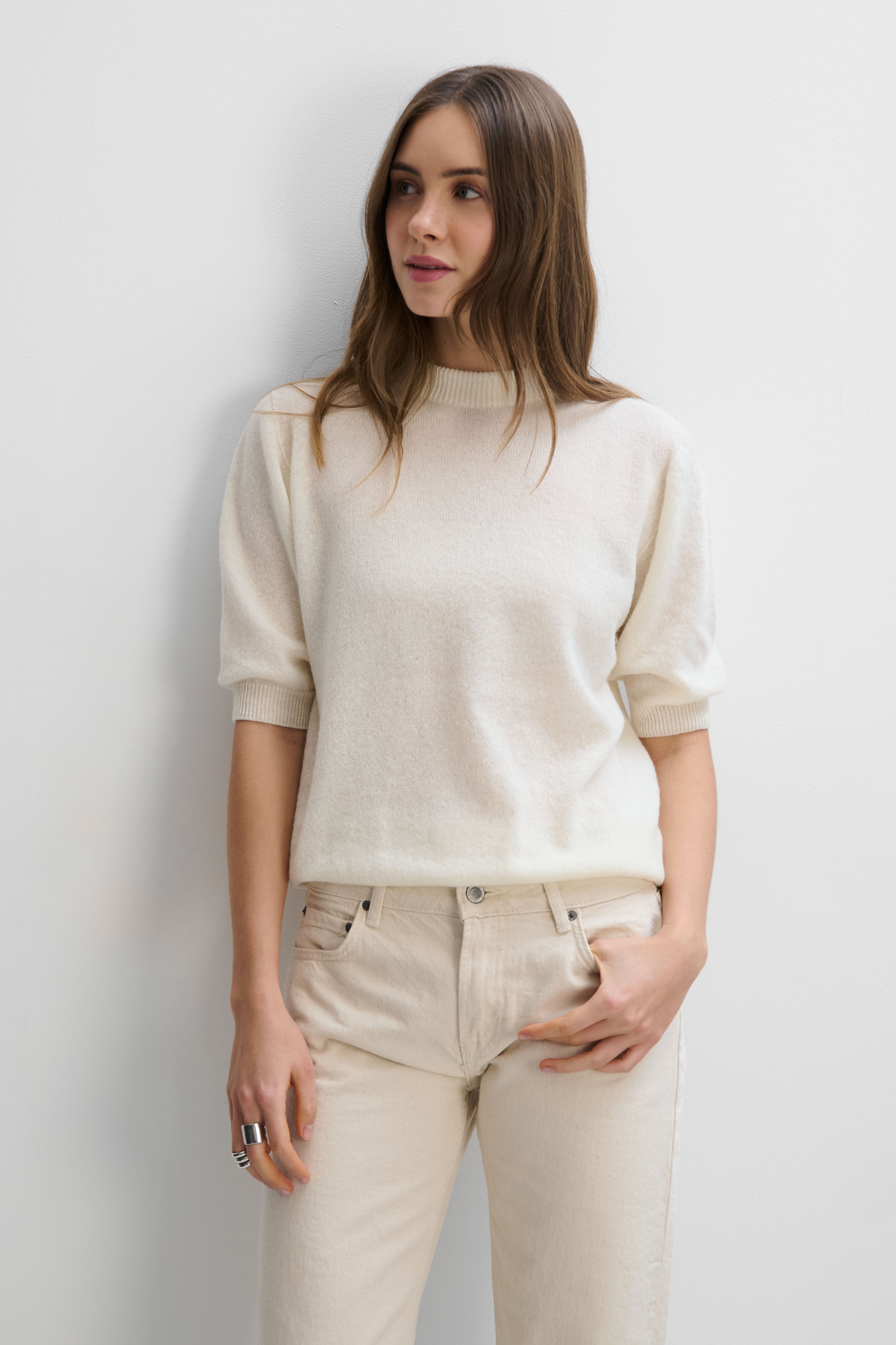 Bluzka z kaszmiru Lumi ecru