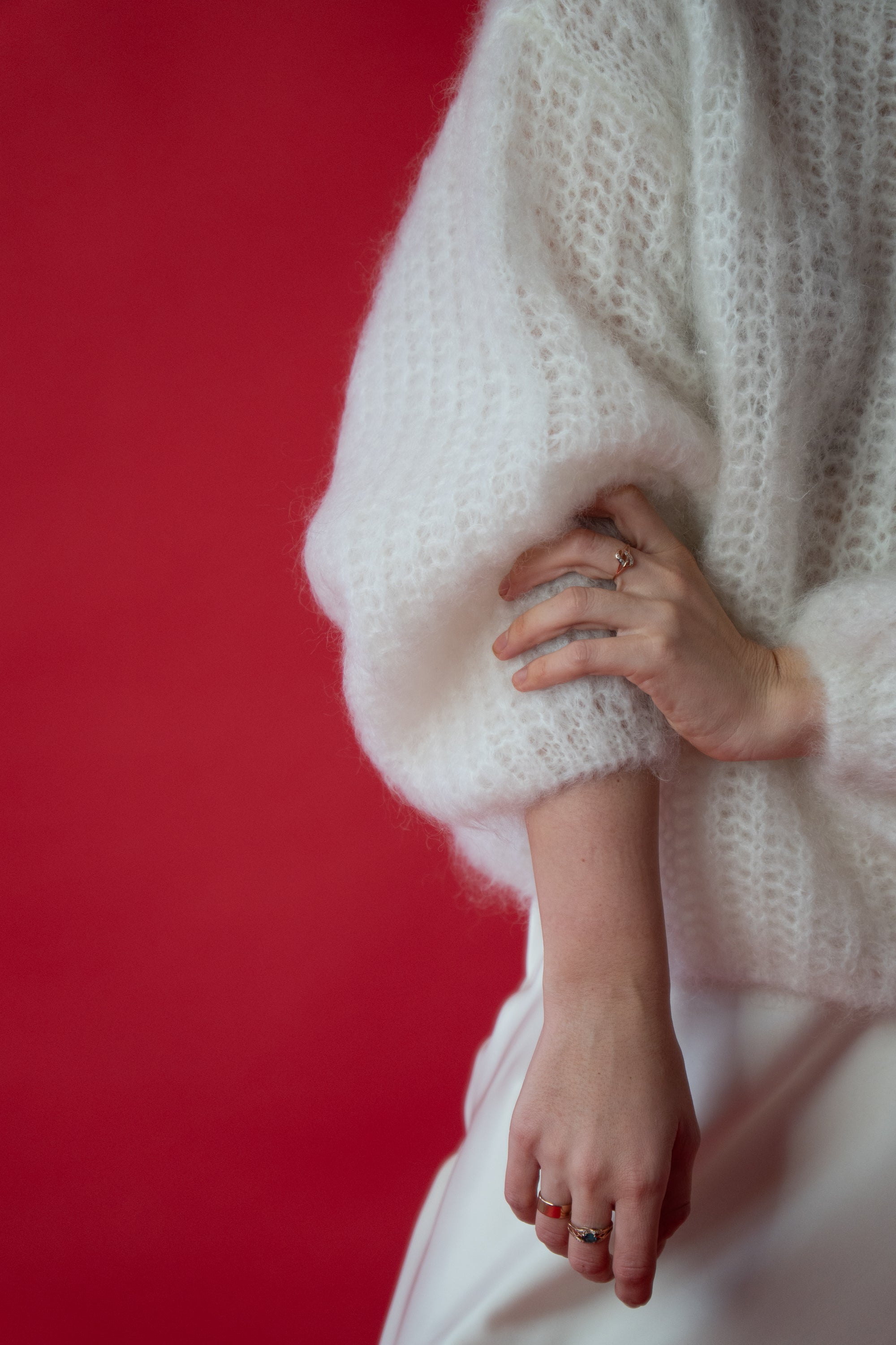 Feather Touch Pullover aus ecrufarbenem Kid-Mohair-Woll