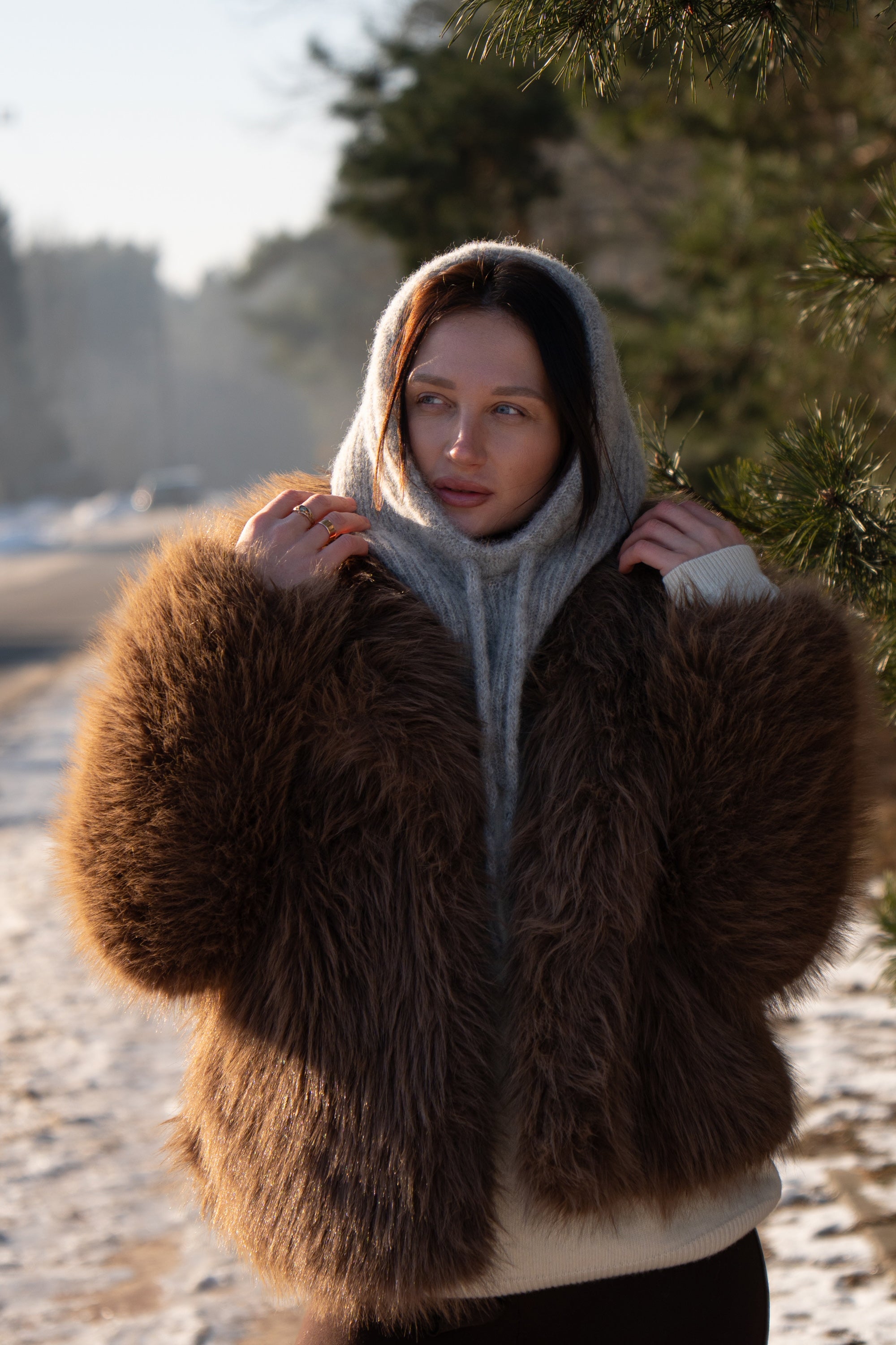 Balaclava z wełny alpaki Cloudveil szara