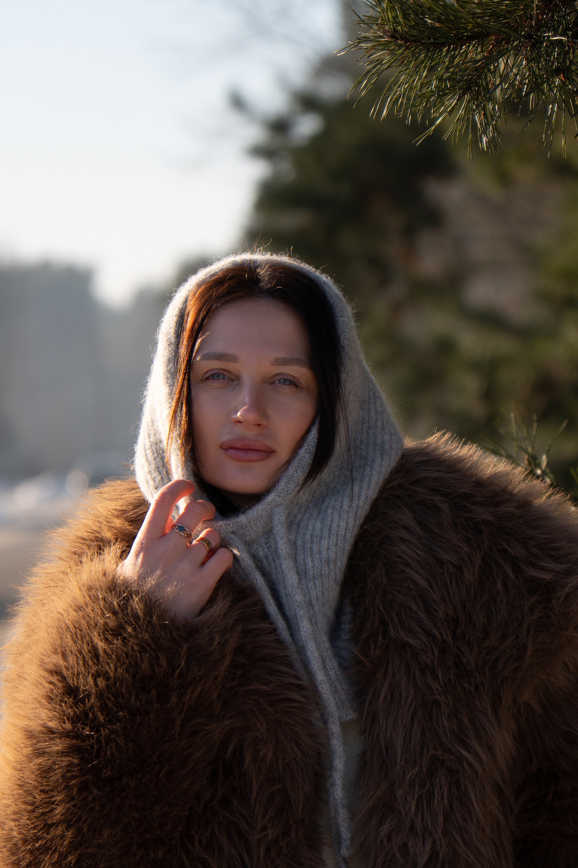 Balaclava z wełny alpaki Cloudveil szara