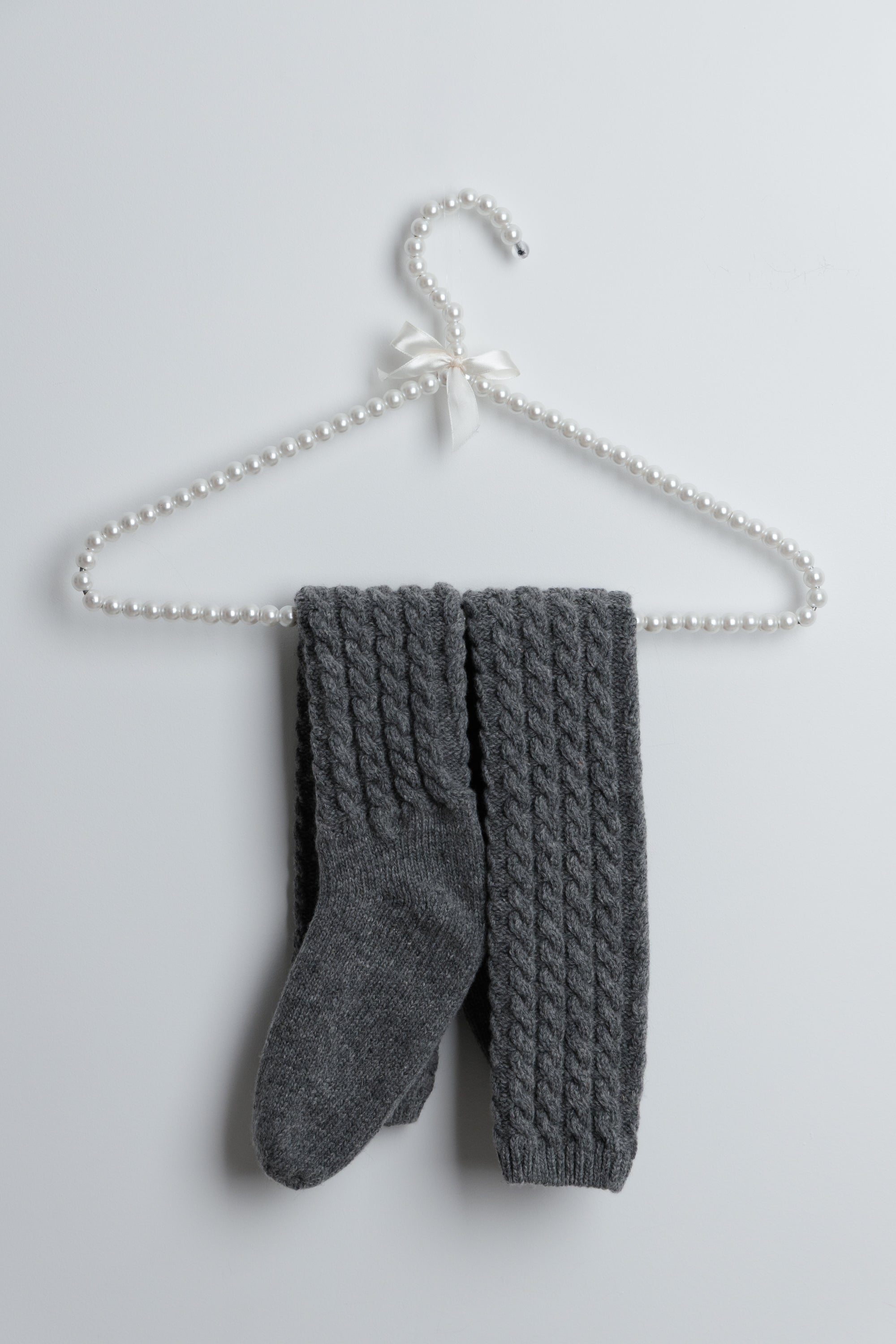 Grube długie skarpety z wełny merynos szary