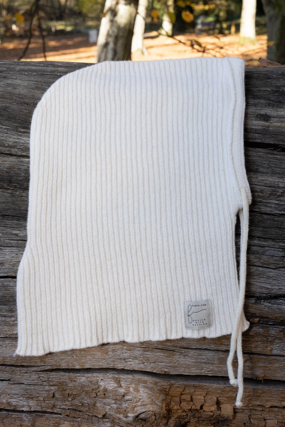 Balaclava kominiarka wełniana prążkowany splot ecru - 8