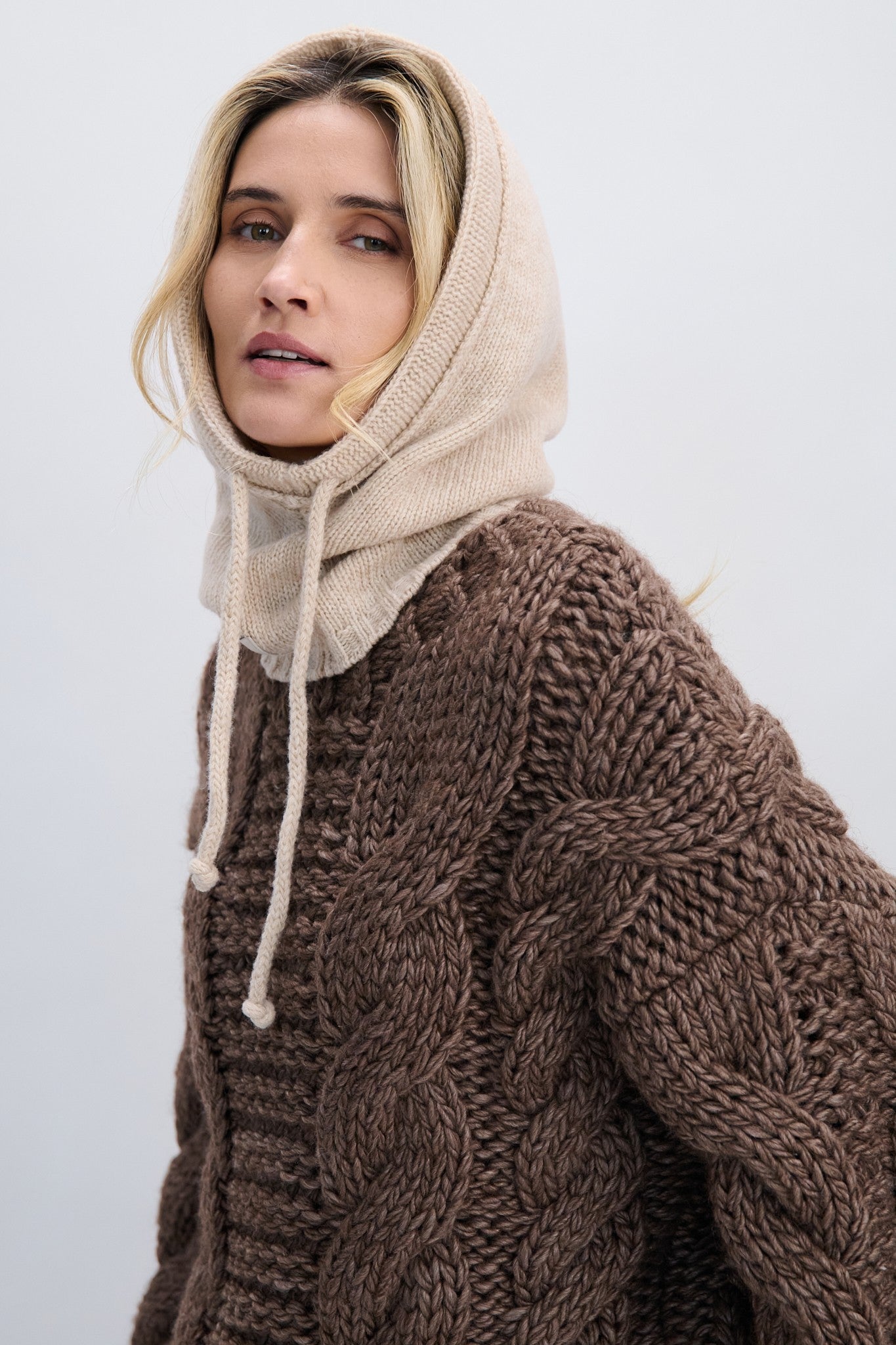 Balaclava z kaszmiru beżowy - 1