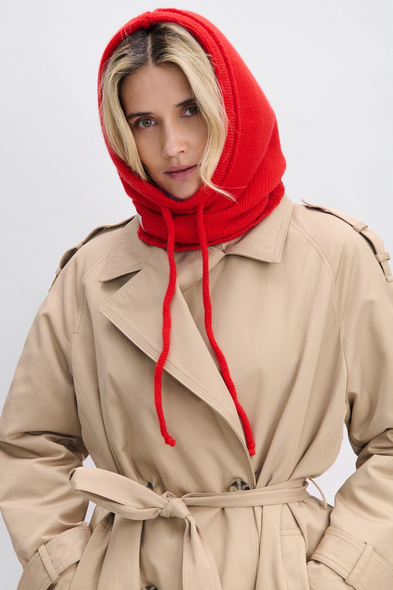 Balaclava z kaszmiru czerwony - 3