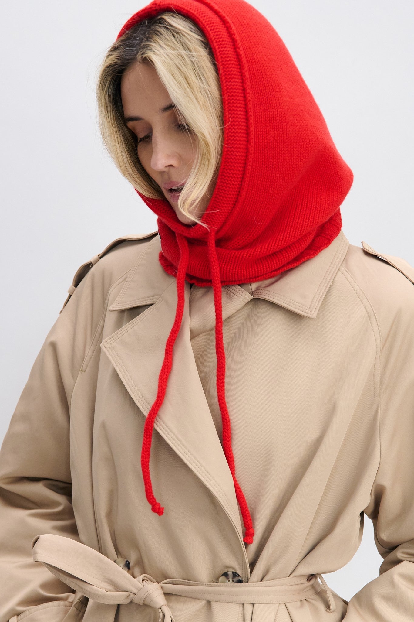 Balaclava z kaszmiru czerwony - 1