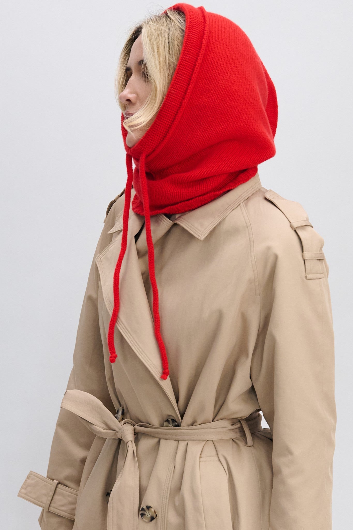 Balaclava z kaszmiru czerwony - 4