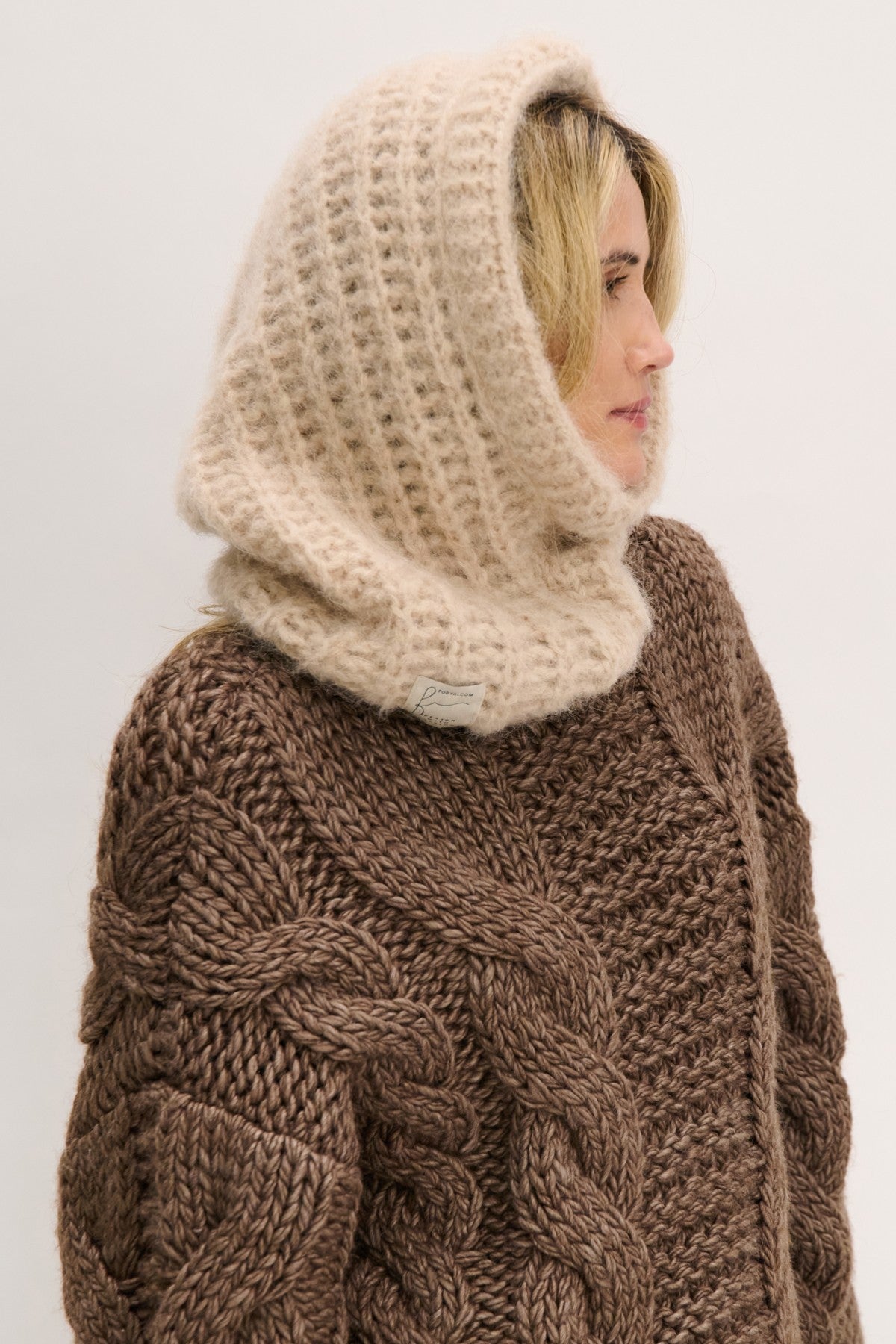 Balaclava z wełny alpaki SOFT HAVEN beżowy - 2