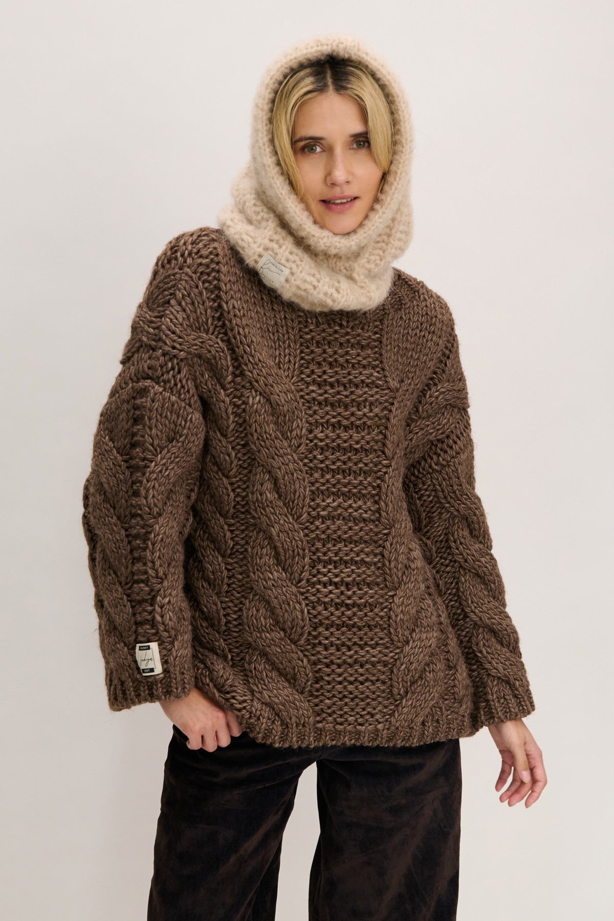 Balaclava z wełny alpaki SOFT HAVEN beżowy - 3