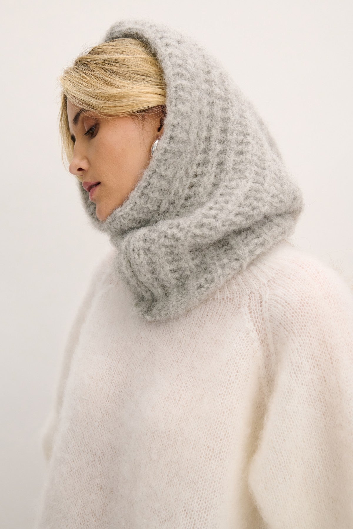 Balaclava z wełny alpaki SOFT HAVEN szary - 1