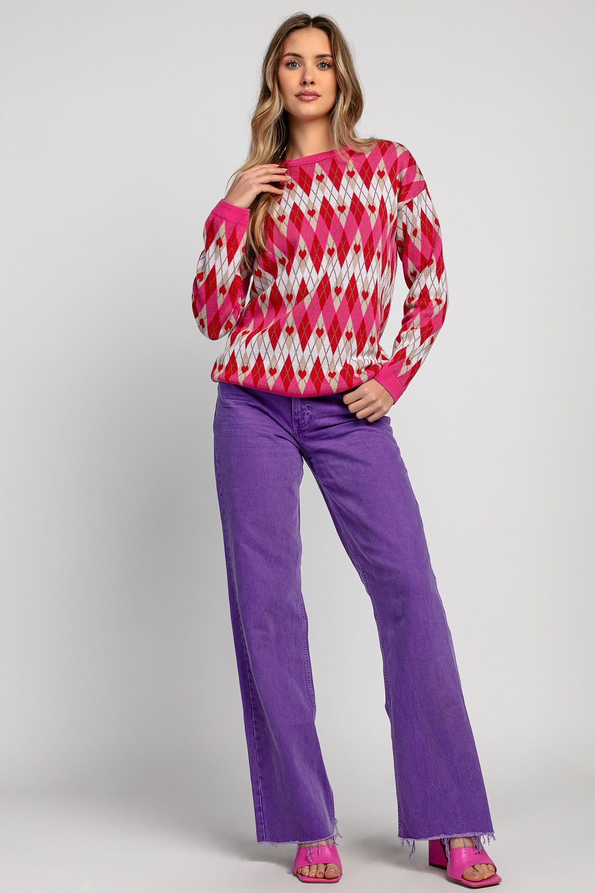 Bawełniany sweter różowy - 2